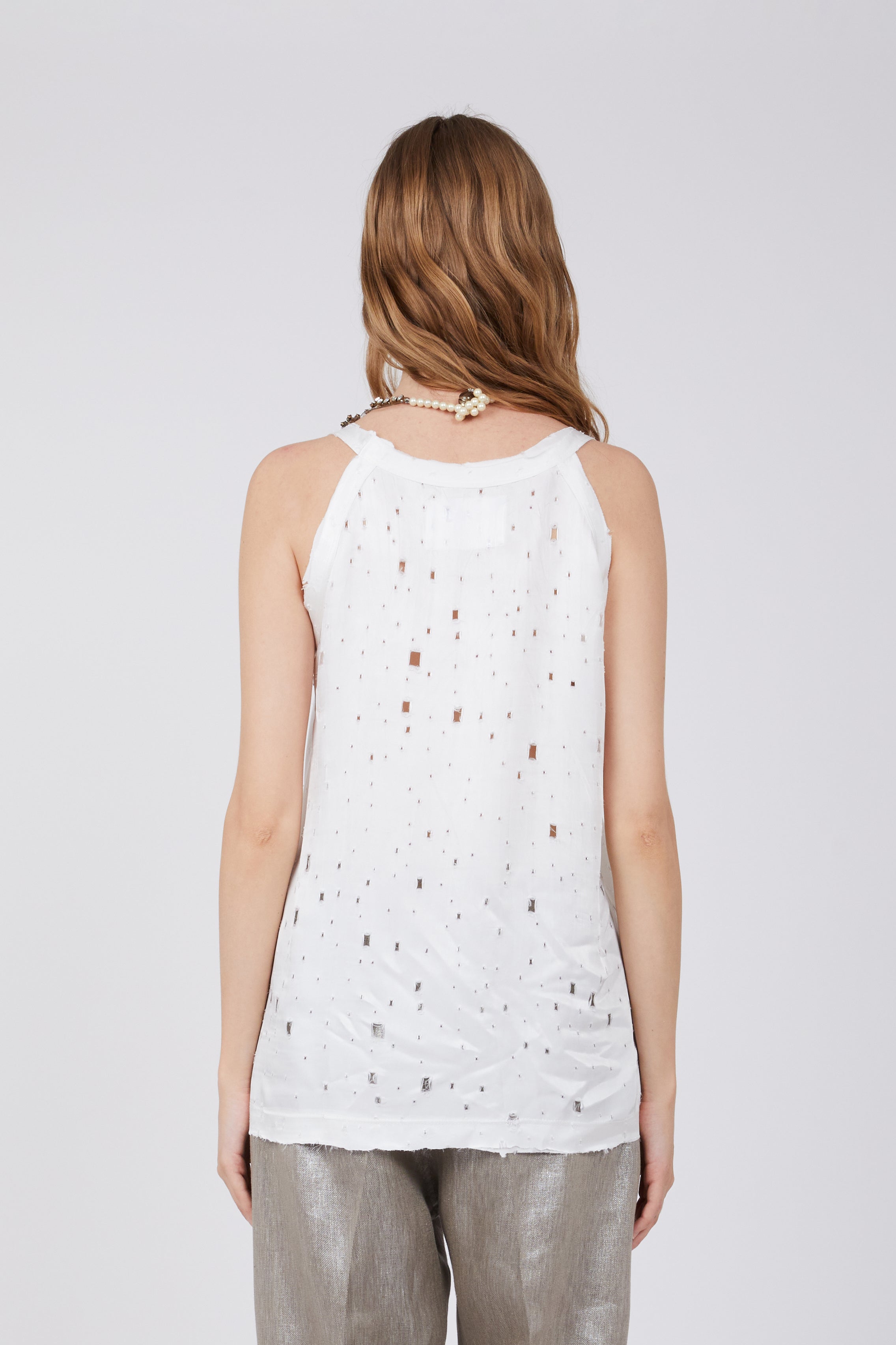 Lace-Detail White Top