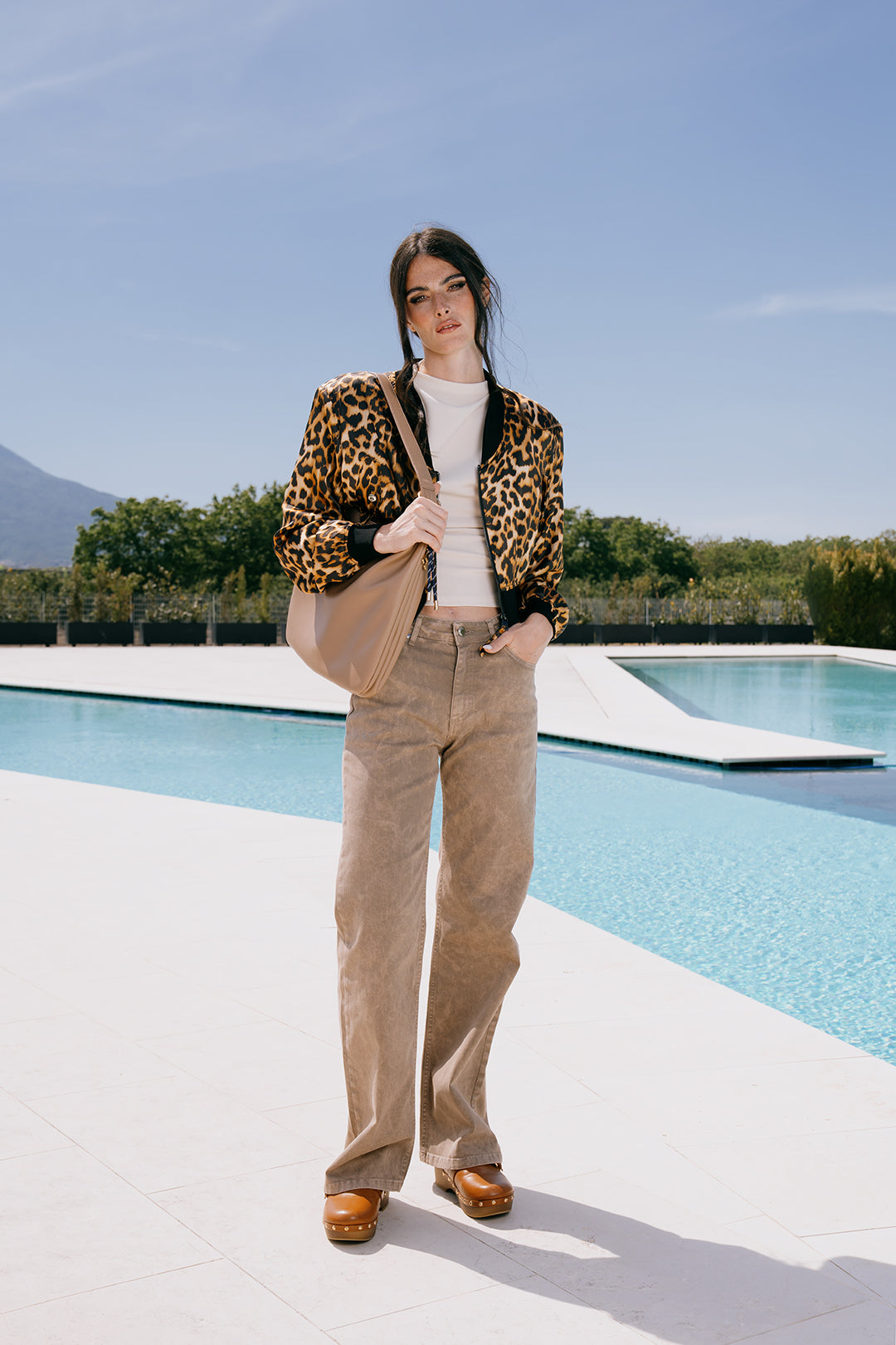 Short bomber jacket with front zip