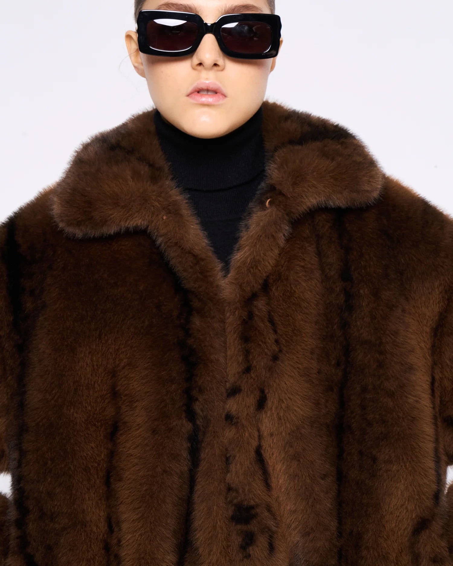 Plush Dark Brown Fur Jacket