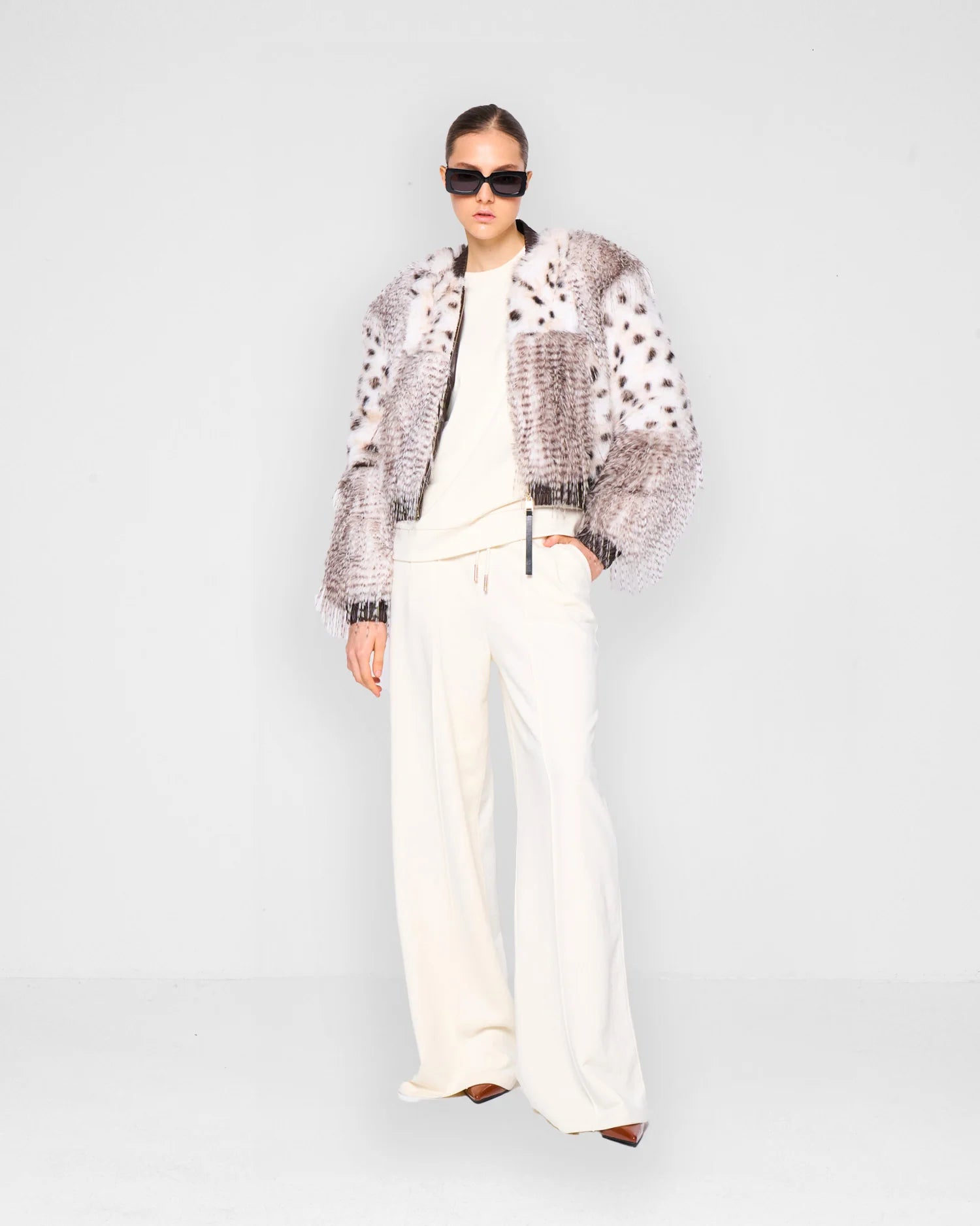 Chic Faux Fur Dalmation Print Sweater