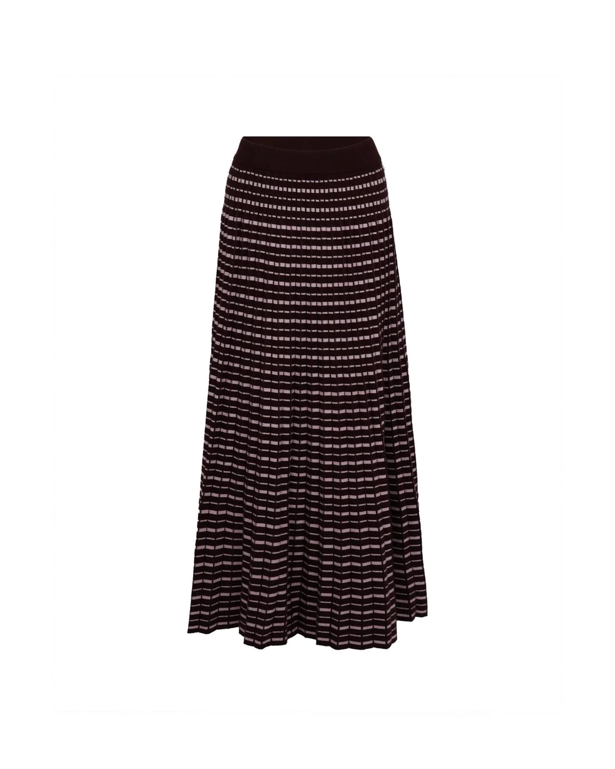 Pleated Knitted Skirt with Geometric Pattern