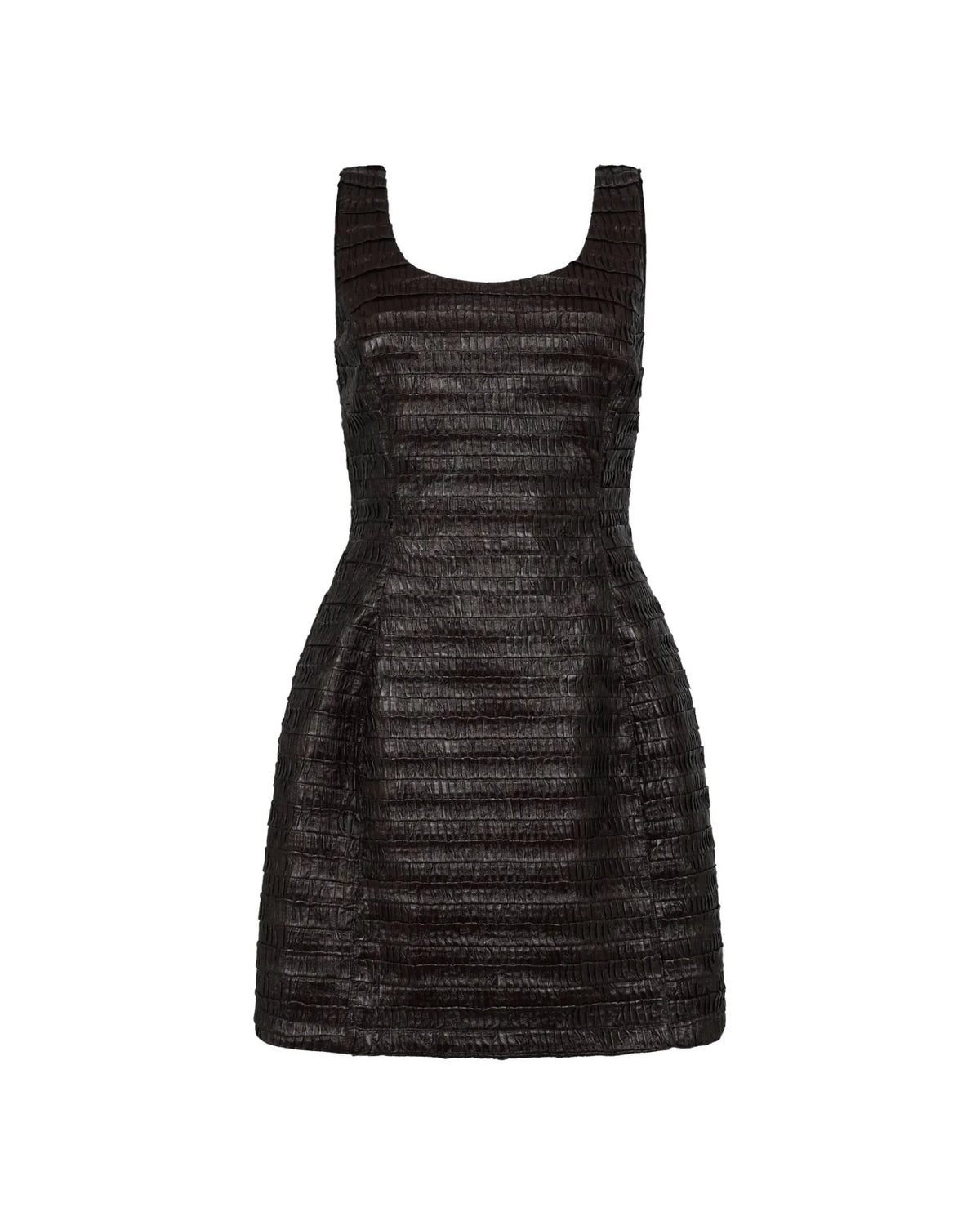 Structured mini dress with round neckline
