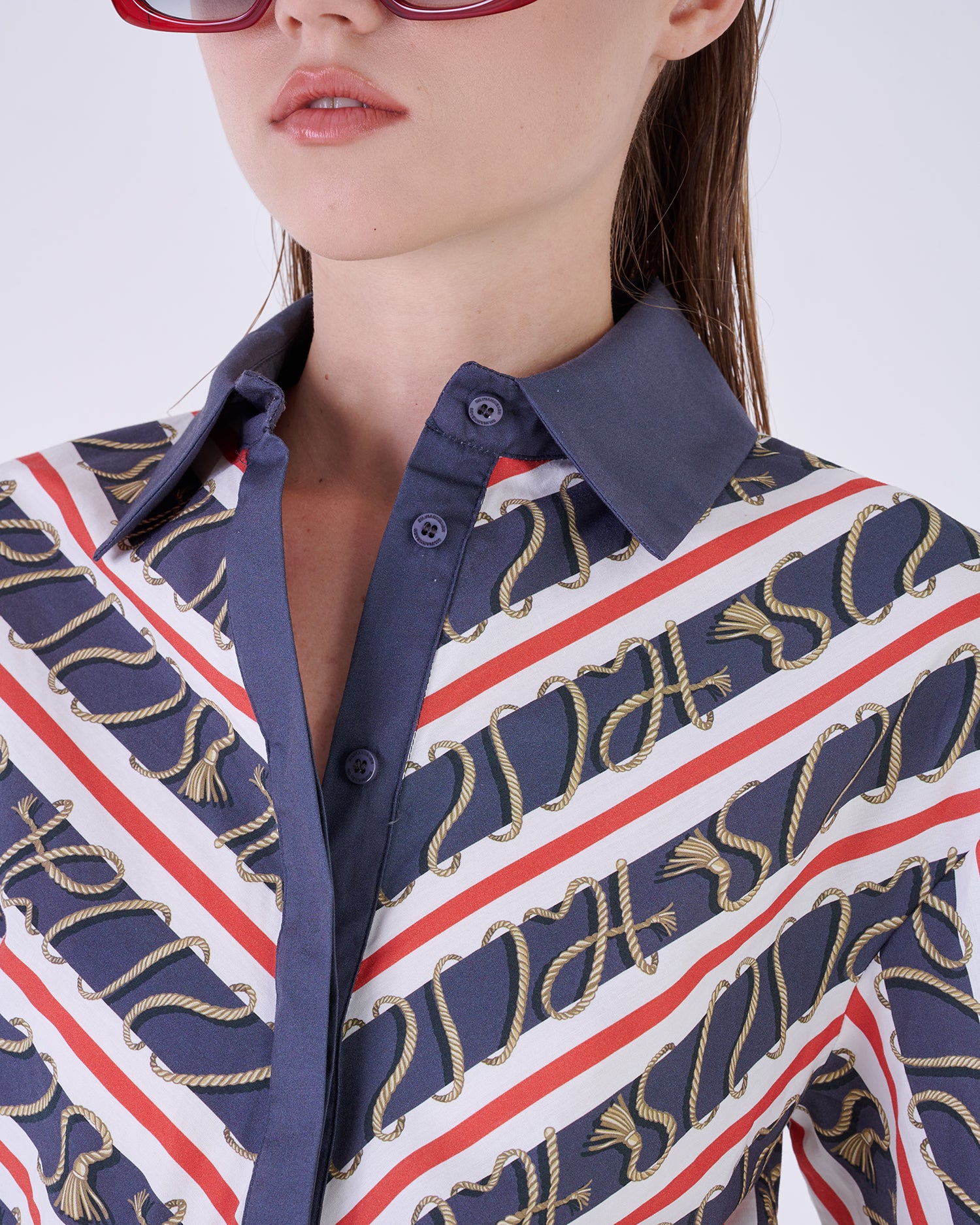 Geometric Pattern Short-Sleeved Shirt Dress