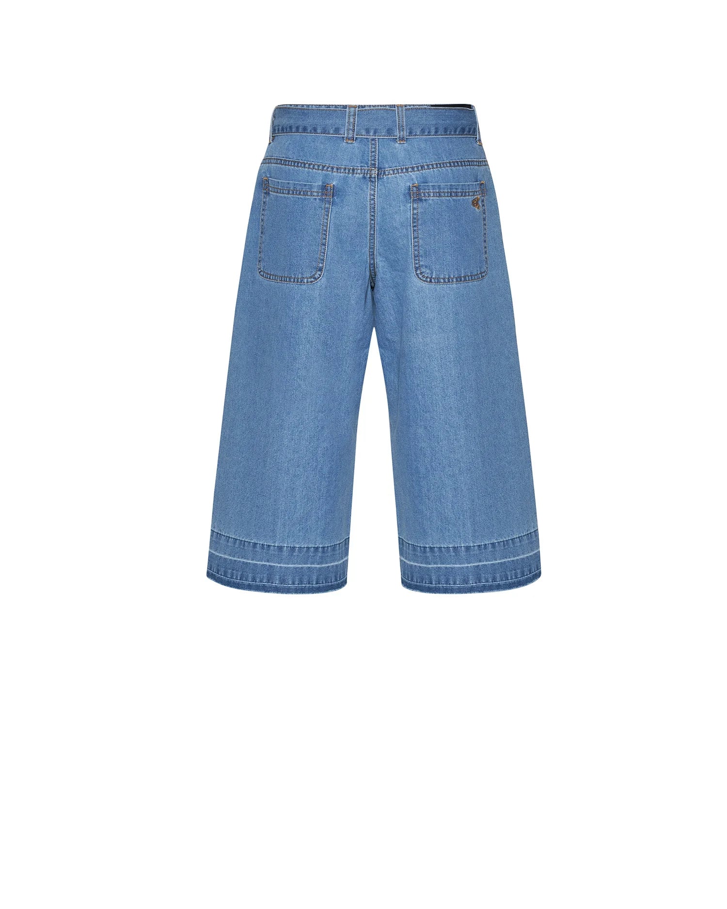 Cropped trousers with integrated belt