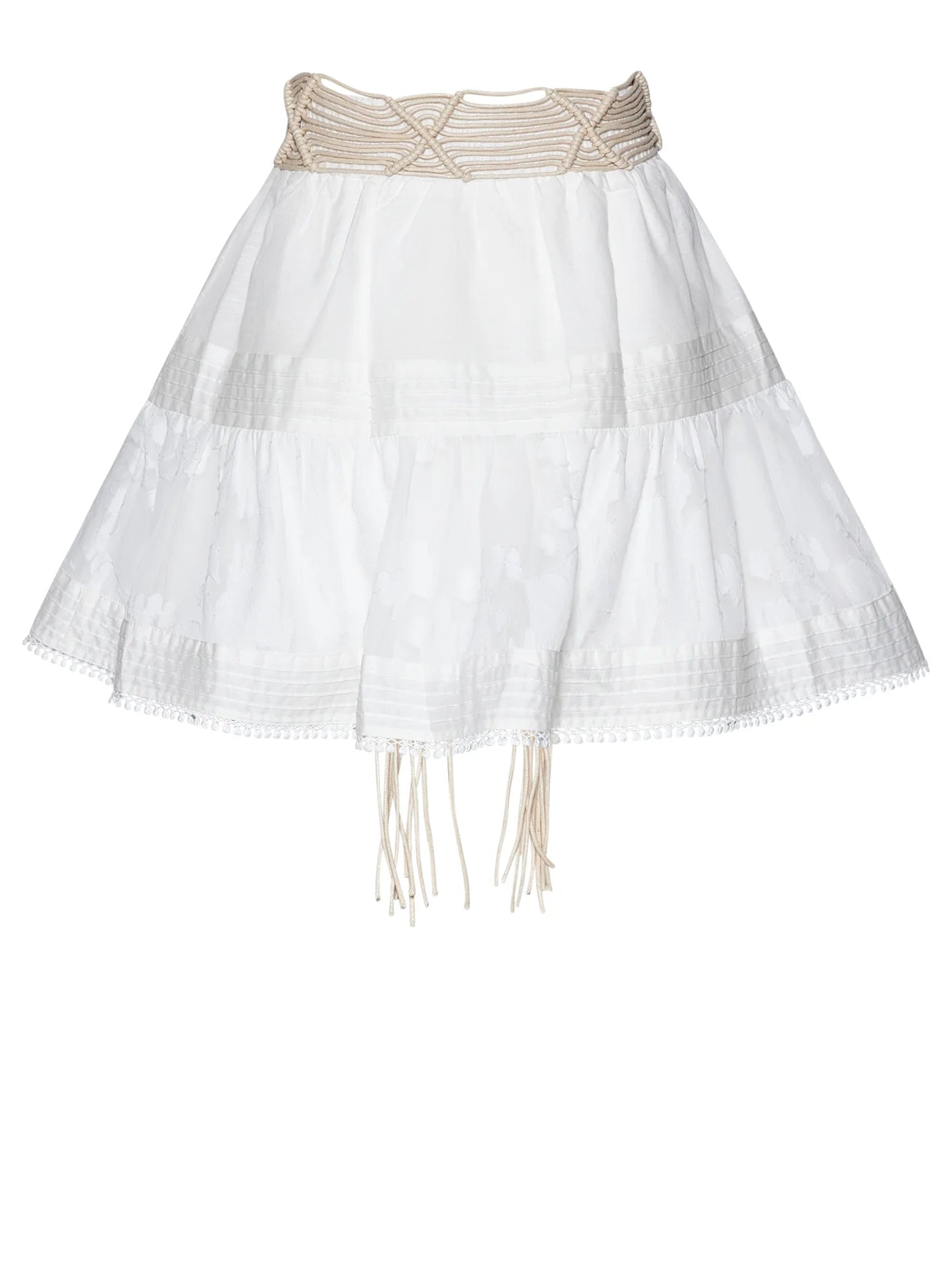 Short skirt with braided belt and embroidered details