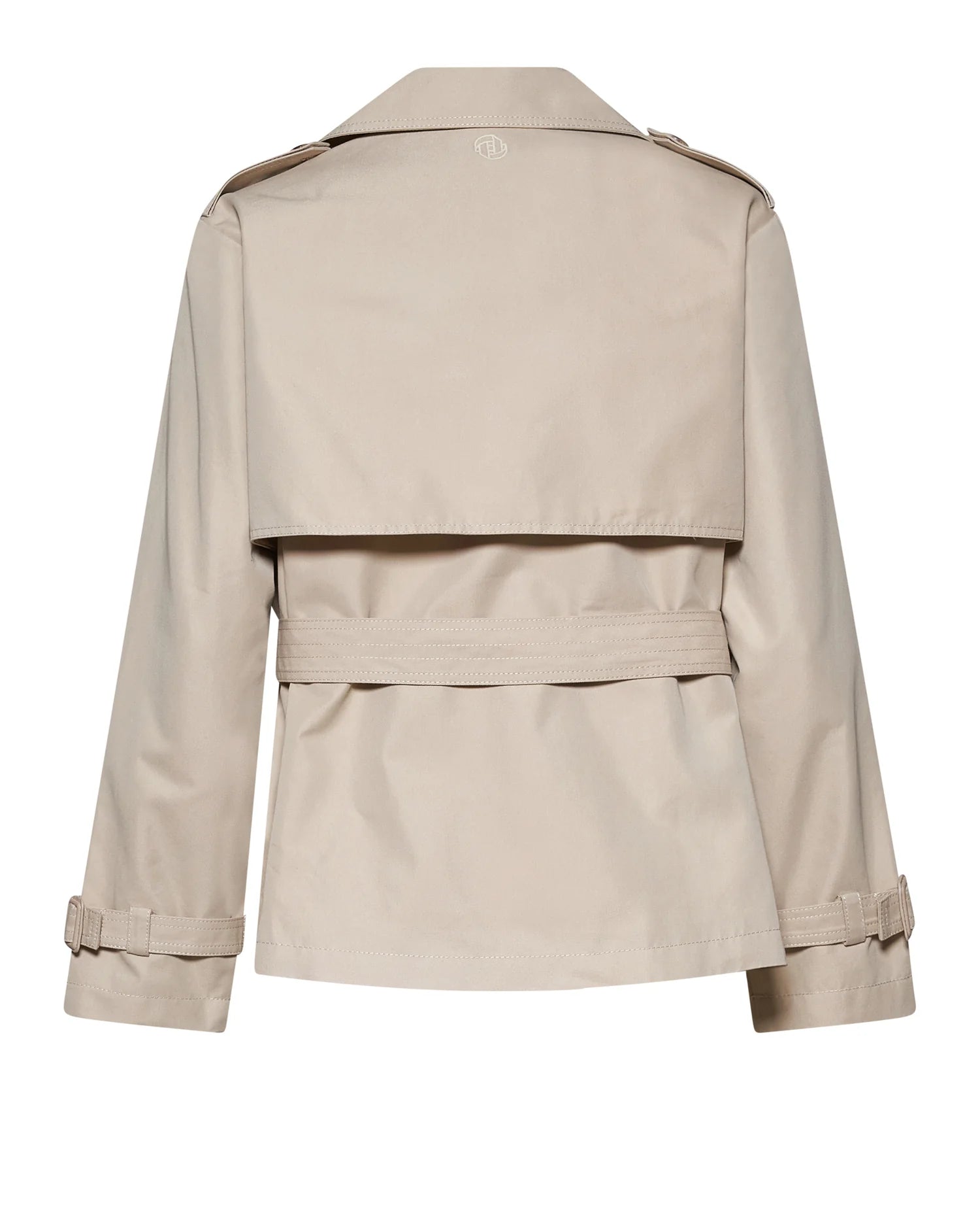 Short double-breasted trench coat with a refined design