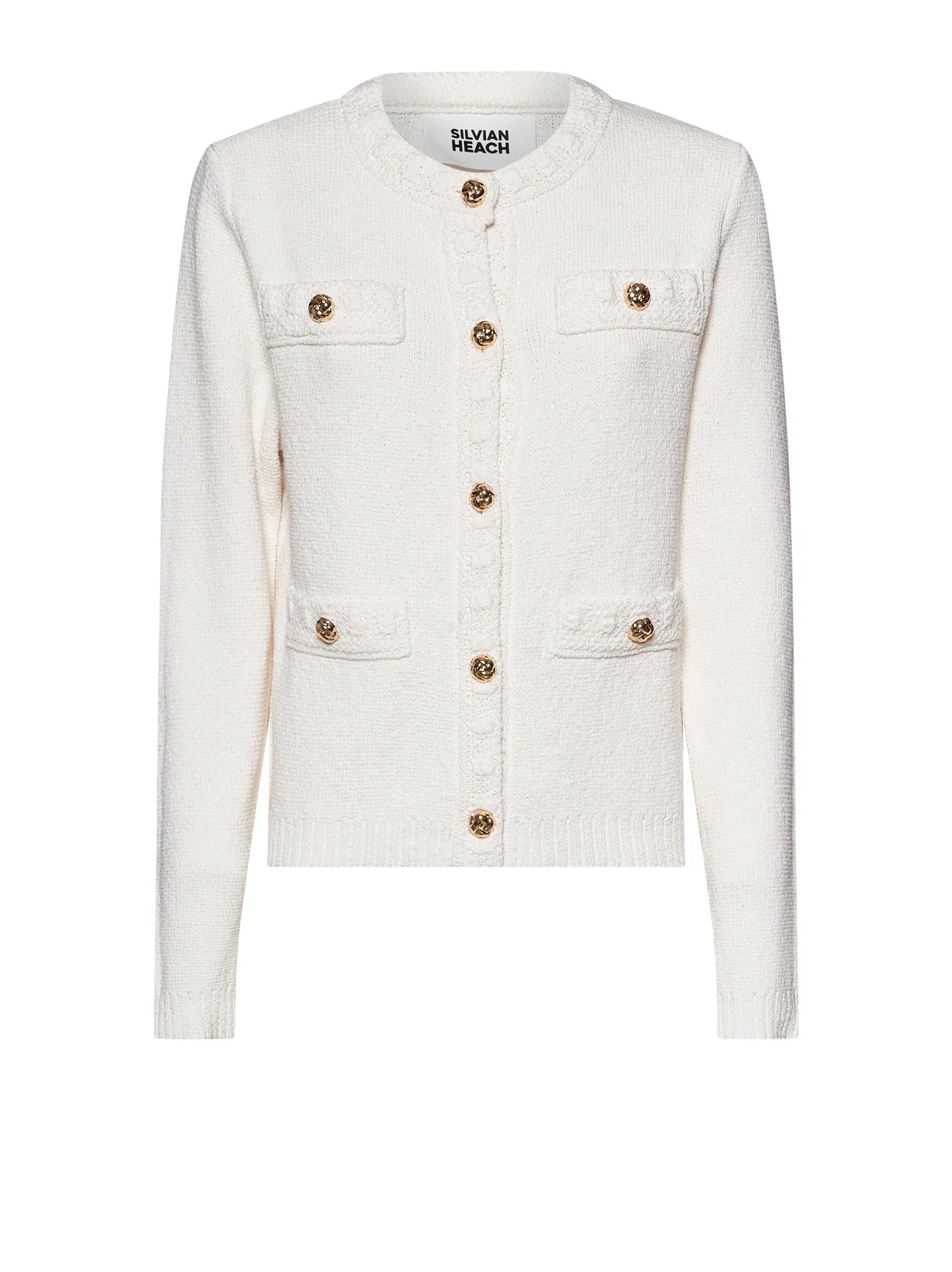 Jacket with front closure and decorative details