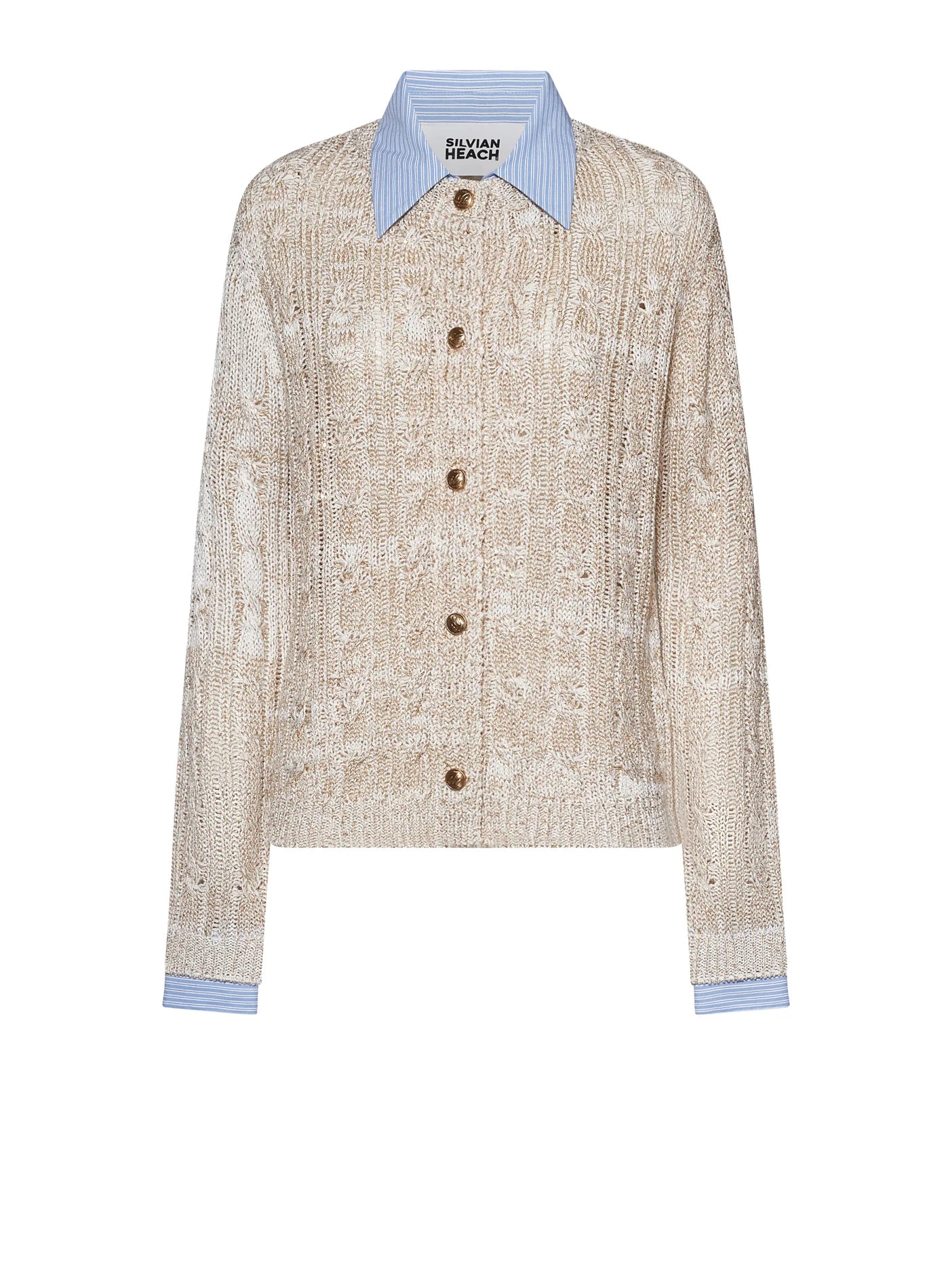 Sweater with layered effect and front closure