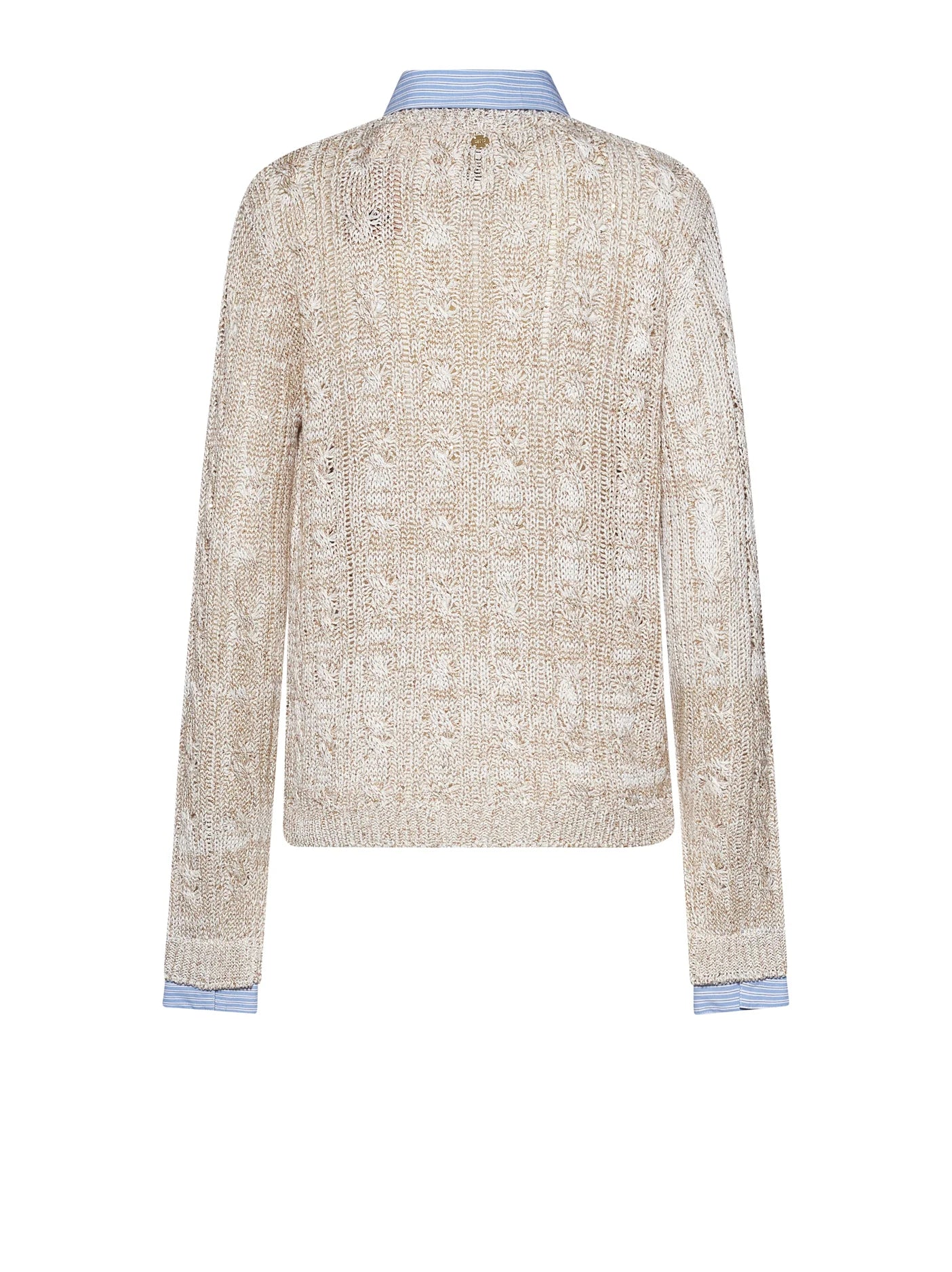 Sweater with layered effect and front closure