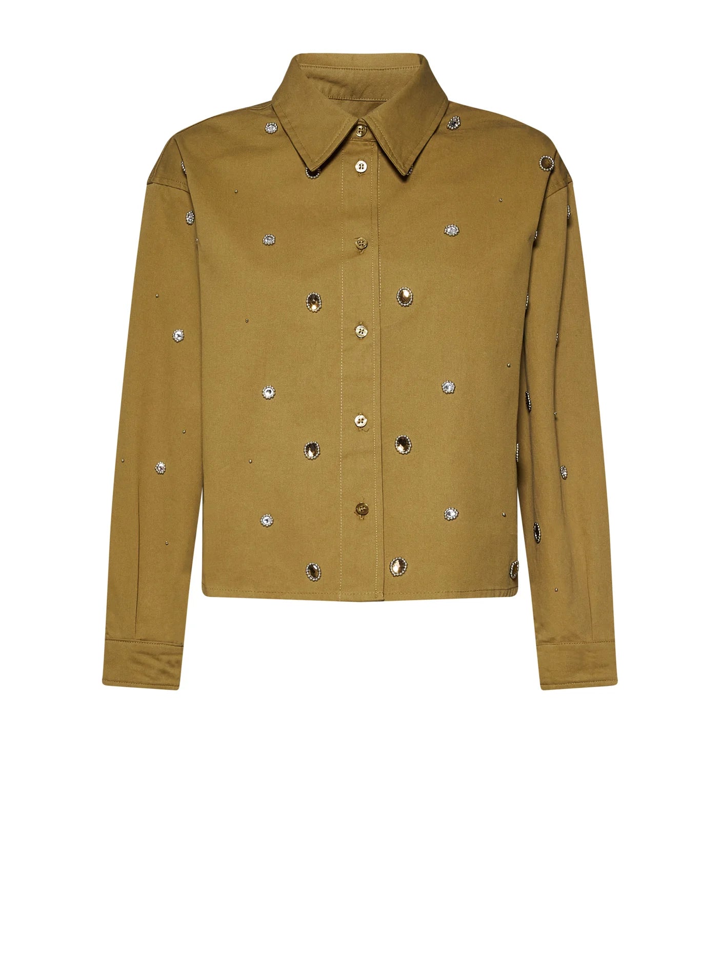 Shirt decorated with precious applications
