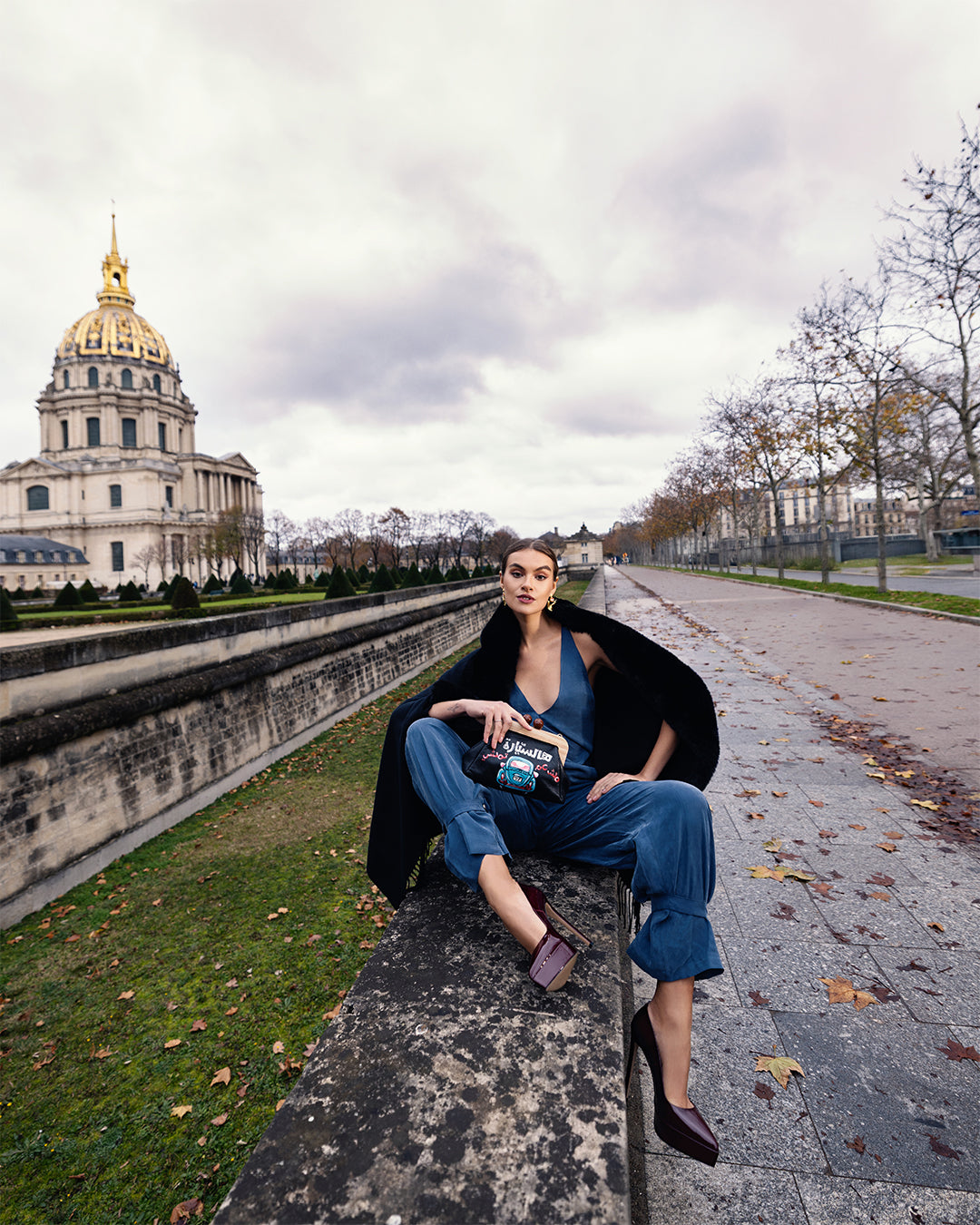 High-Waisted Petrol Trousers
