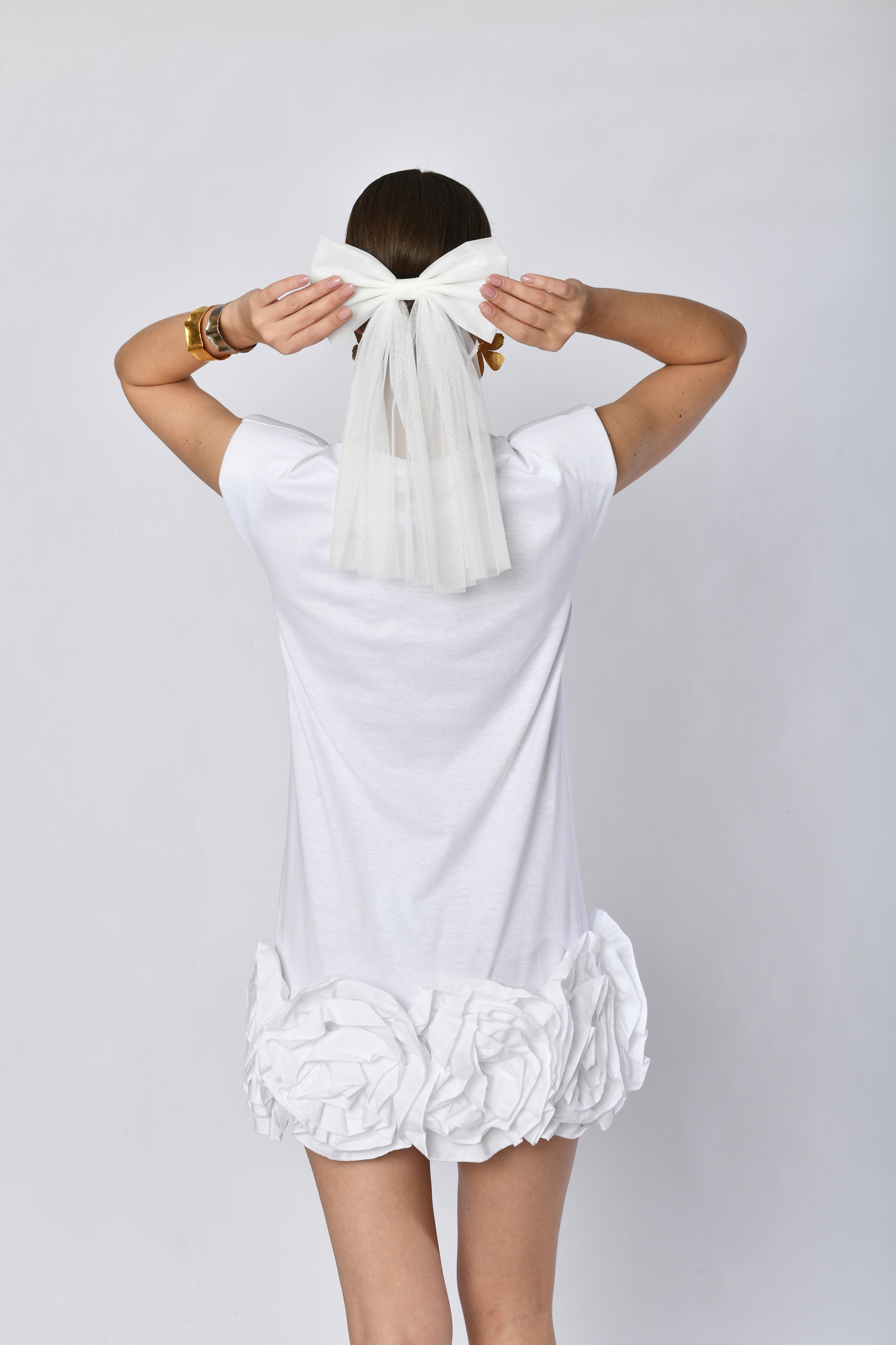 White Ruffle Hem Mini Dress