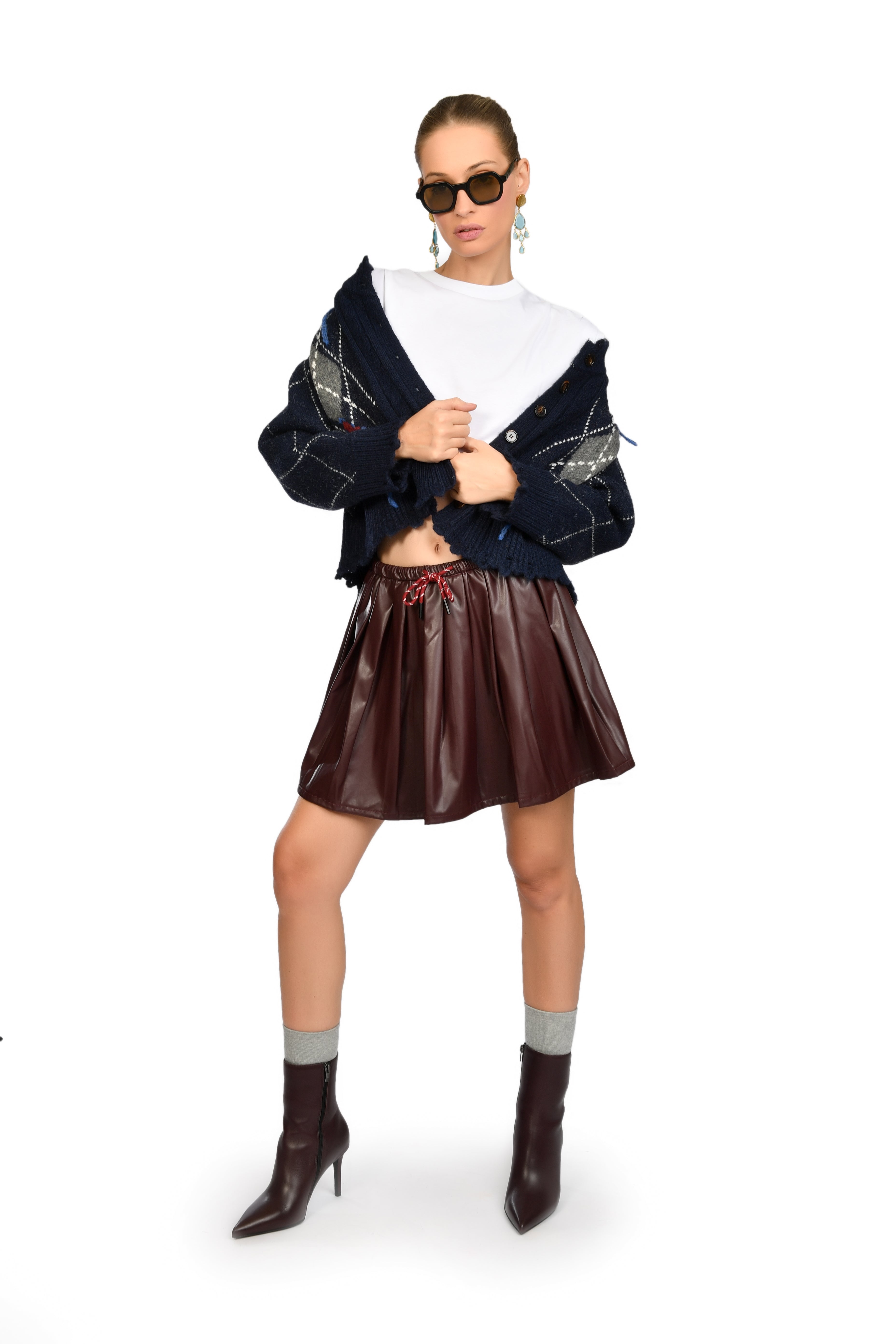 Burgundy Leather Skirt