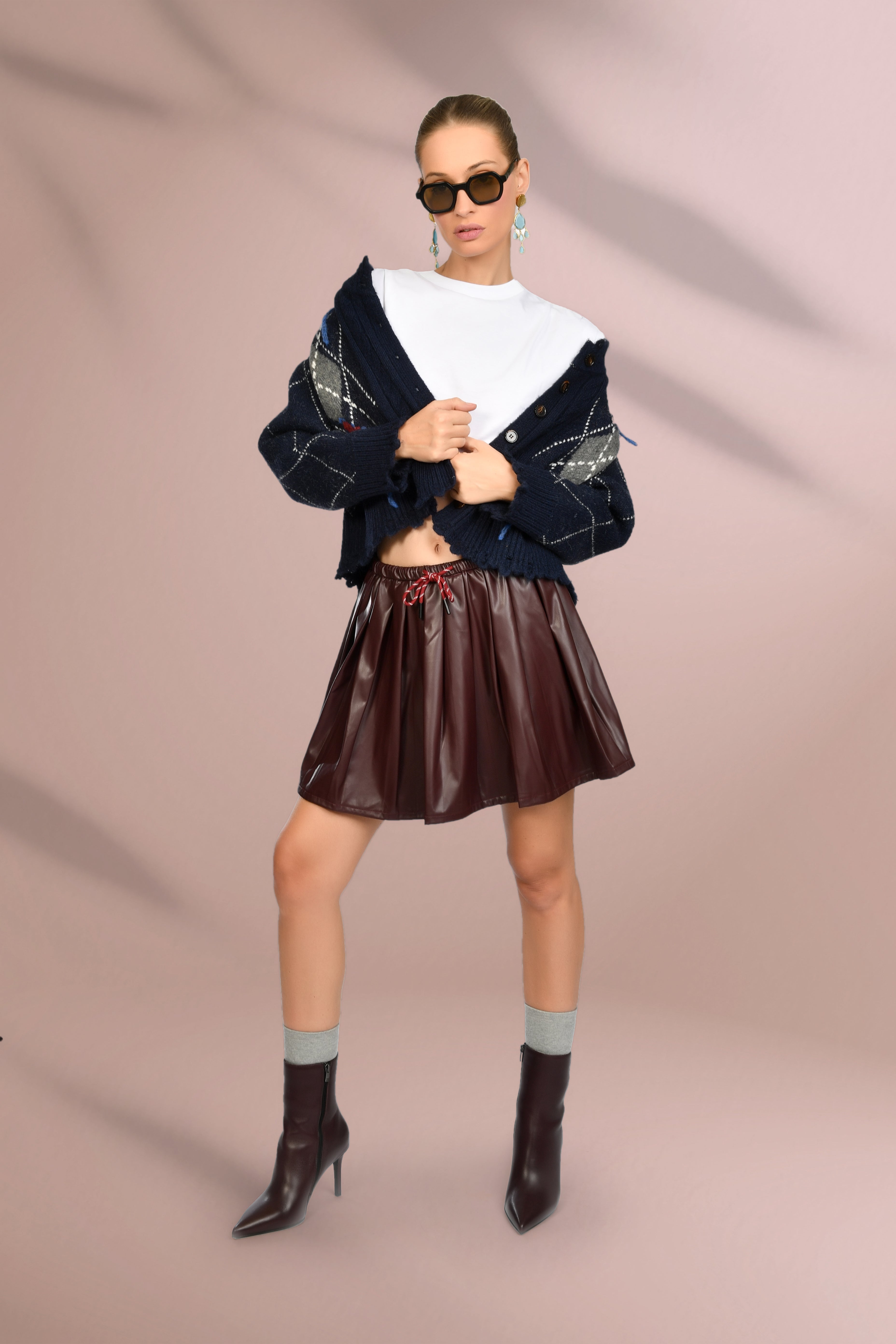 Burgundy Leather Skirt