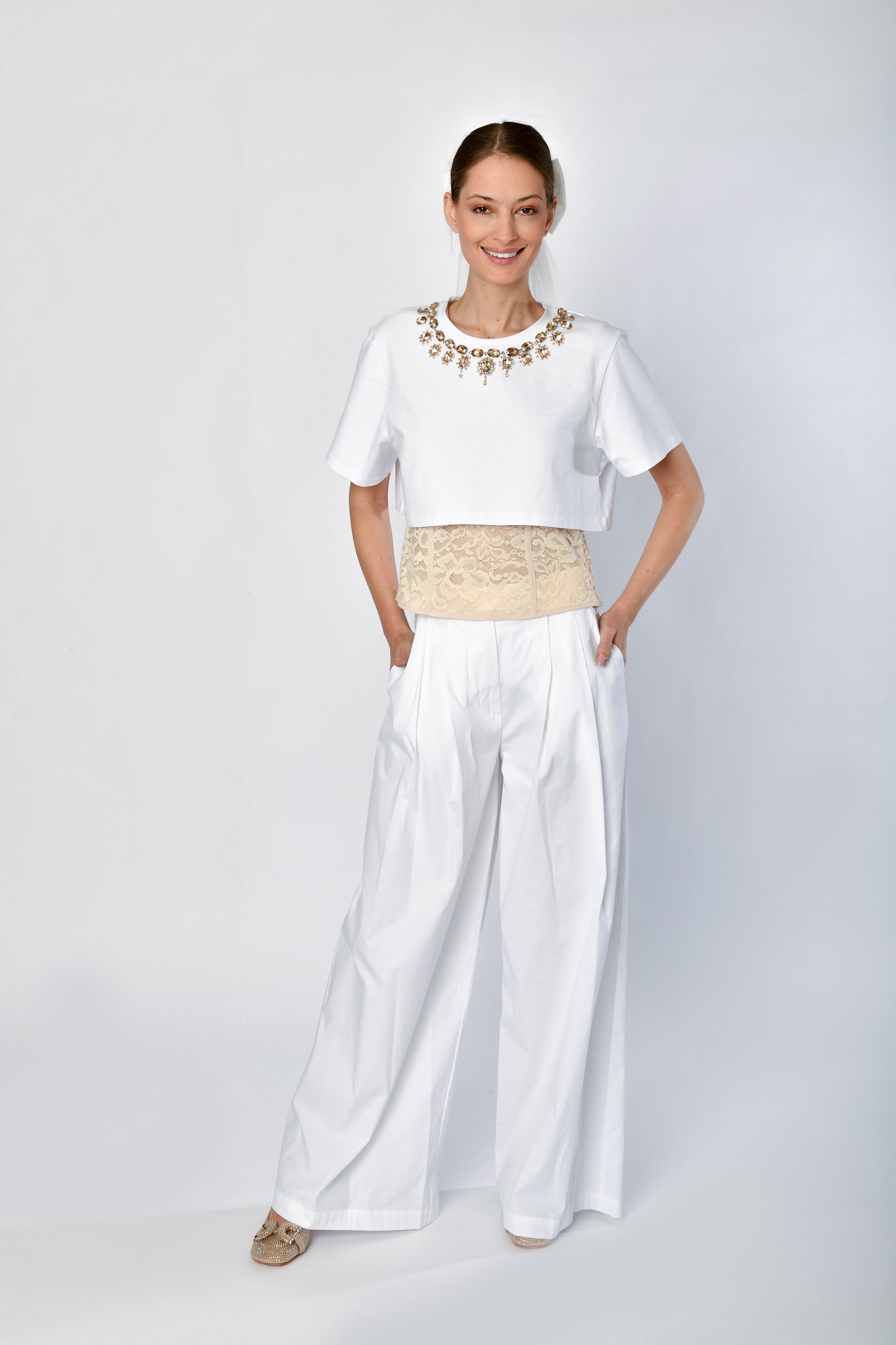 Intricate Beaded Neckline Blouse