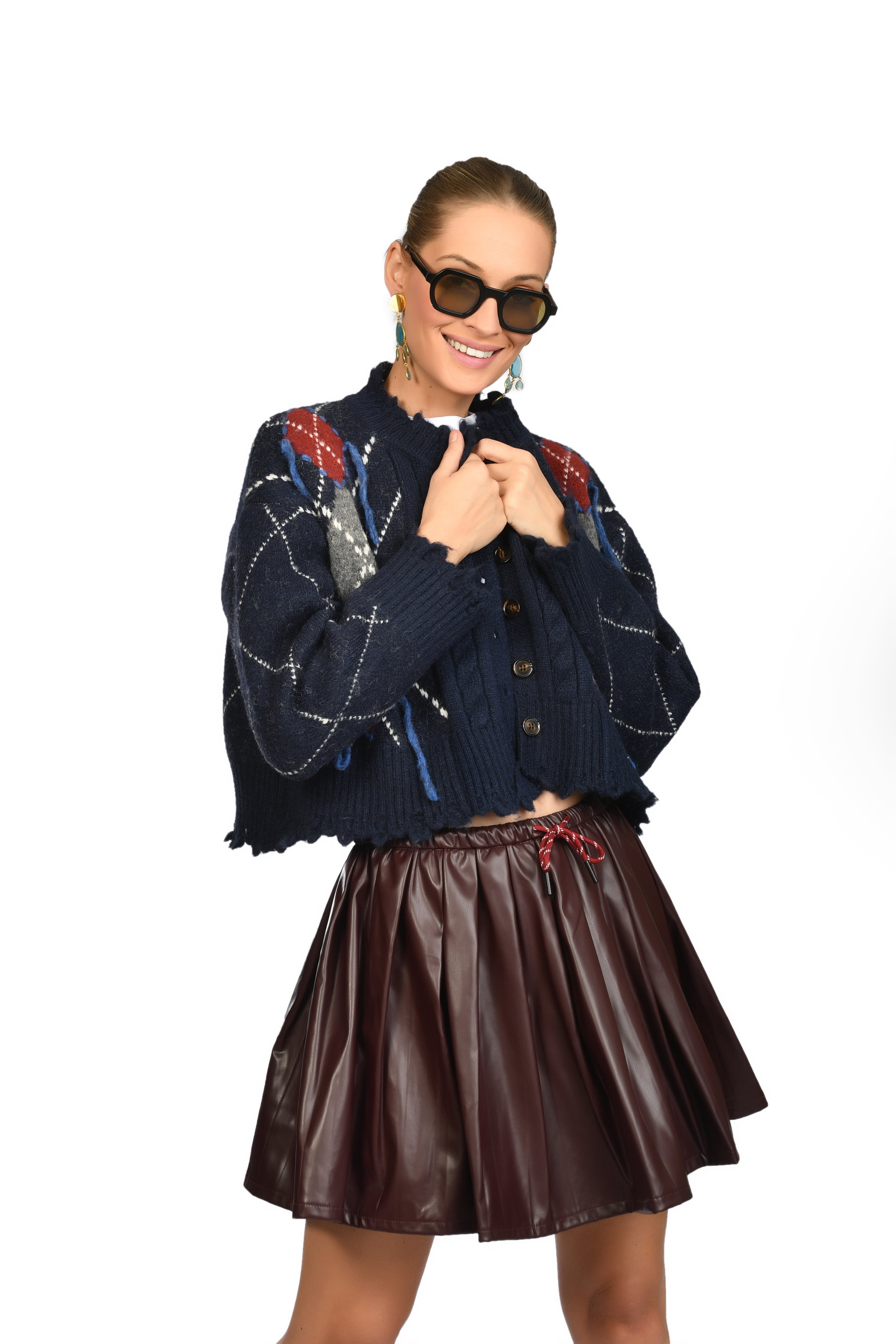 Burgundy Leather Skirt