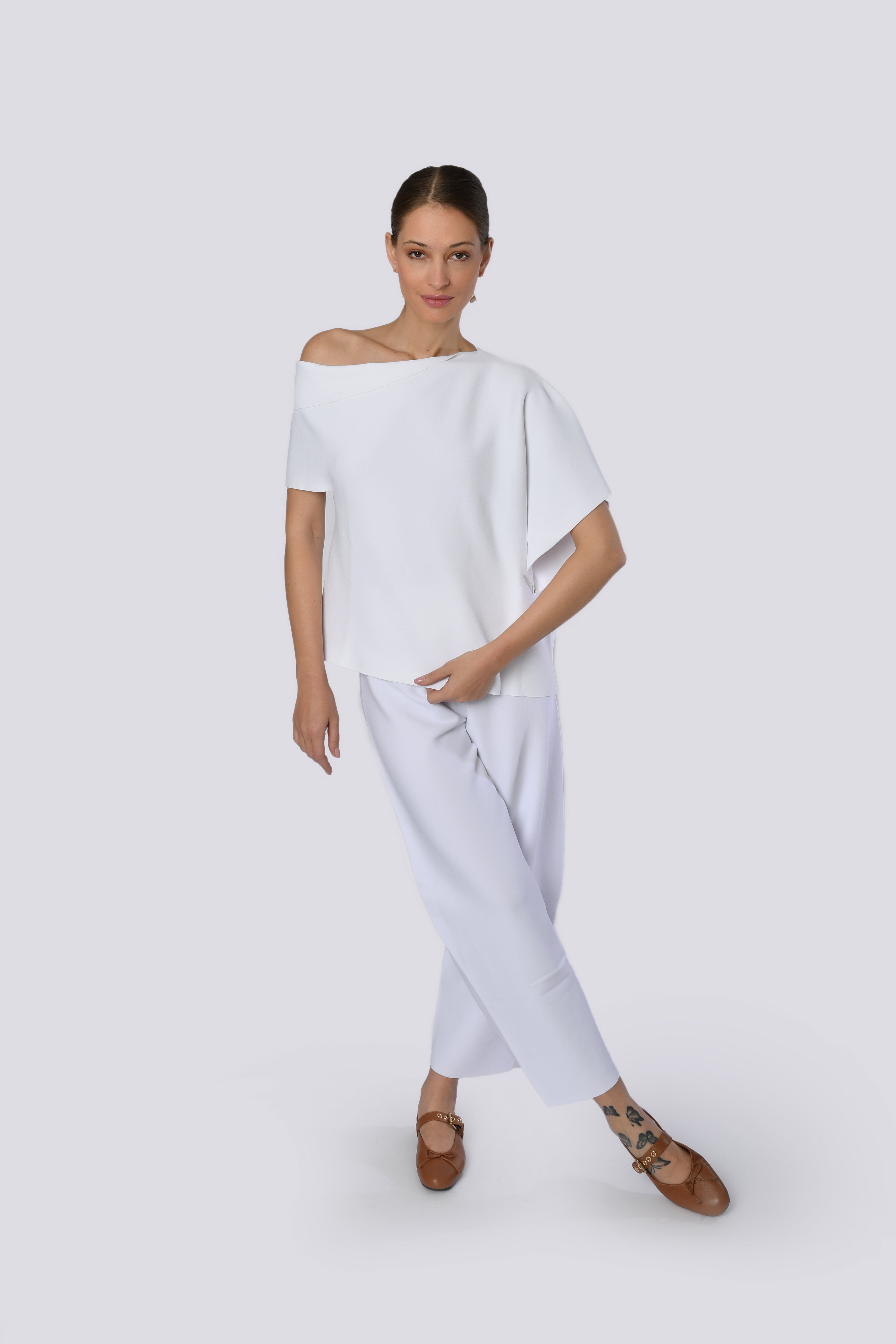 White High-Waisted Trousers
