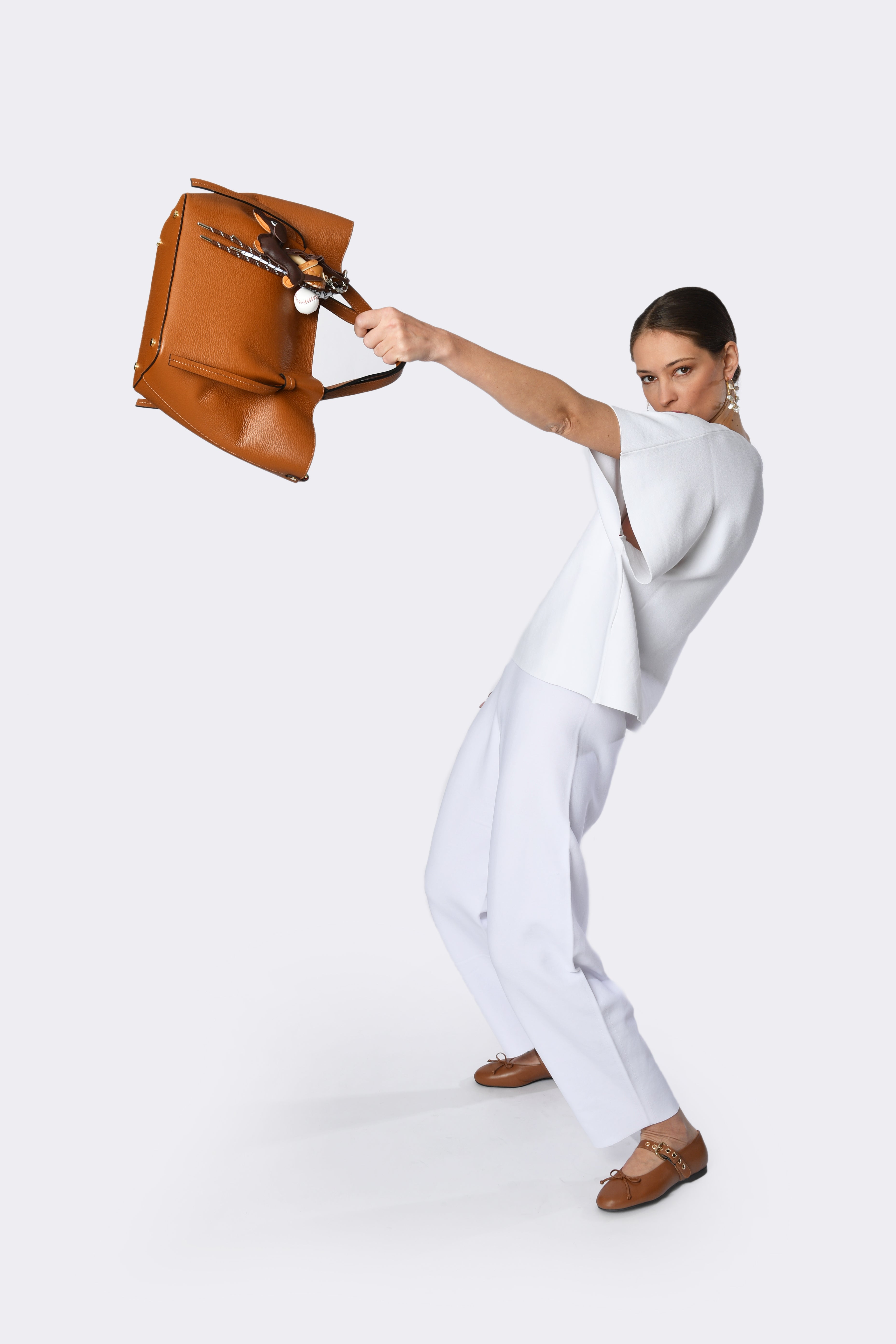 White High-Waisted Trousers