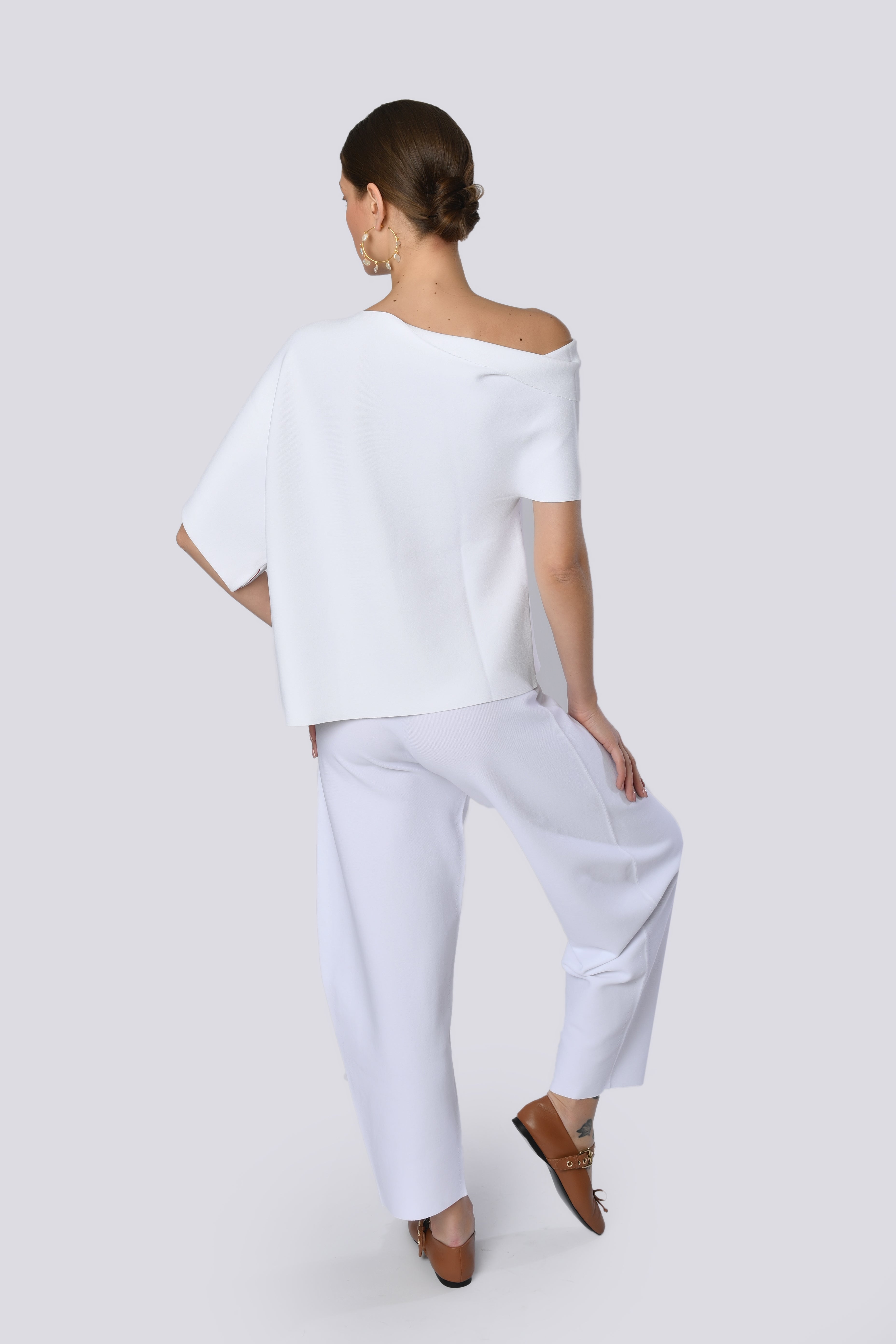 White High-Waisted Trousers