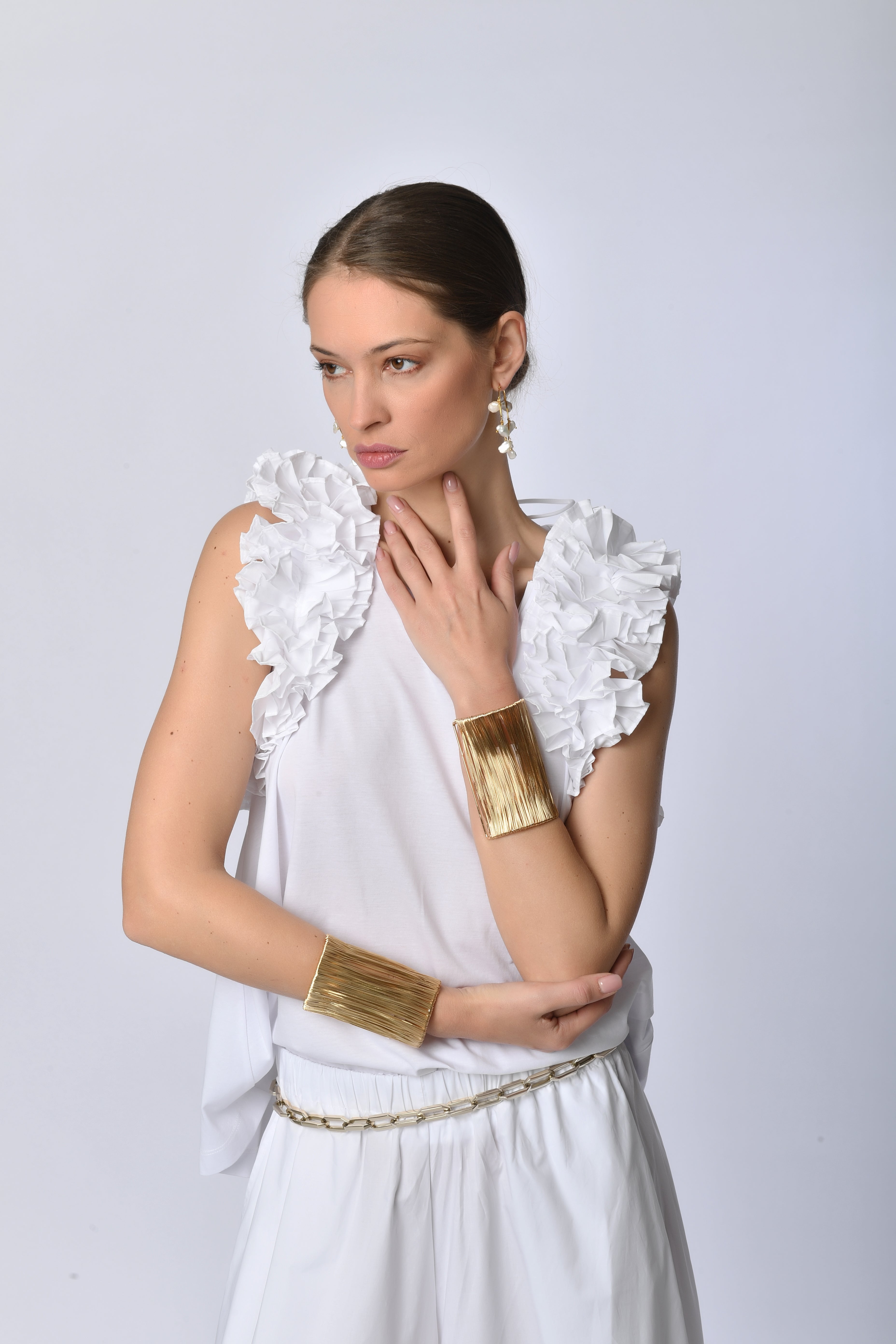 White Ruffled Sleeveless Top