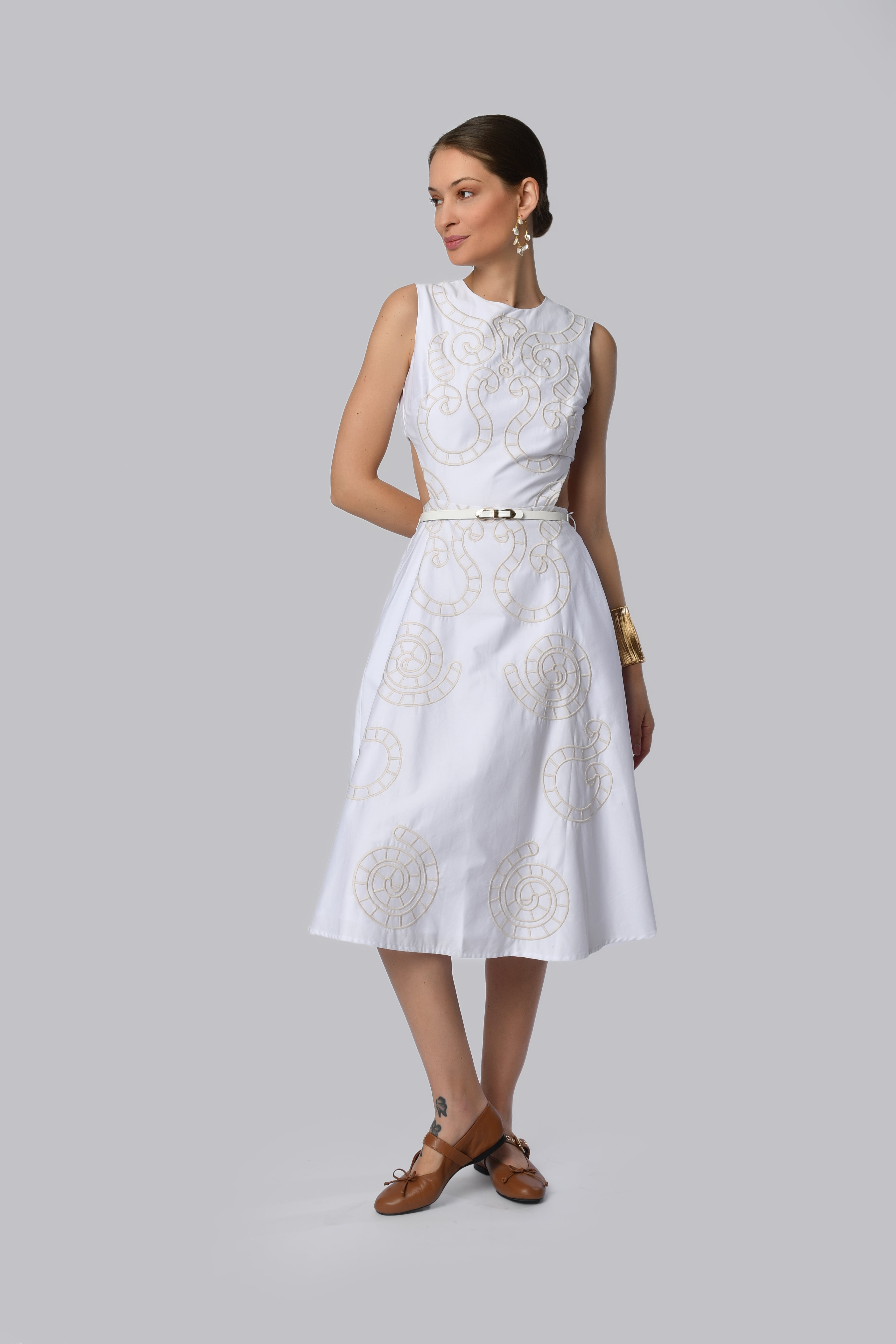 Elegant White Lace Midi Dress