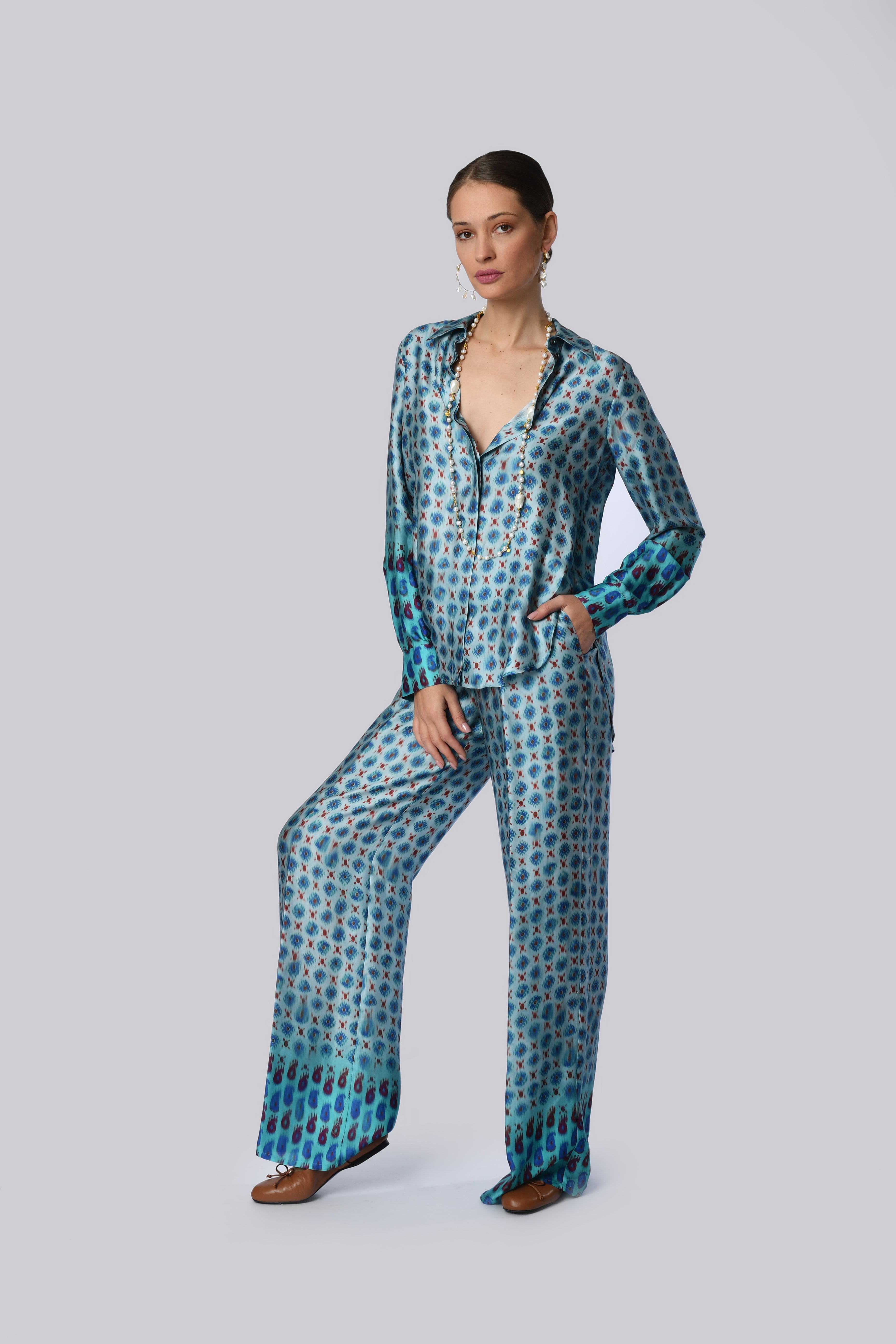 Vibrant Blue Patterned Trousers
