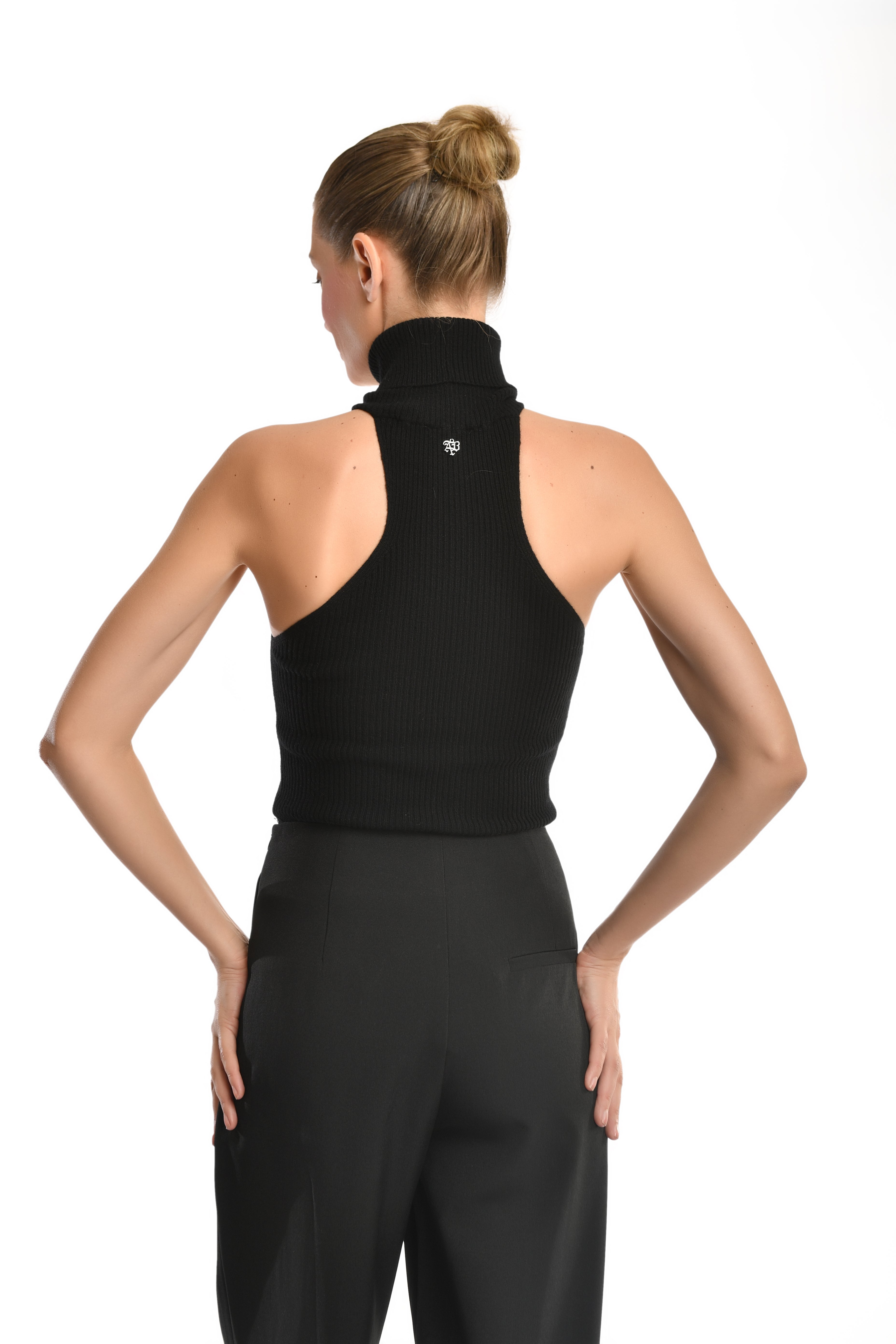 Buttoned Overlay Black Trousers