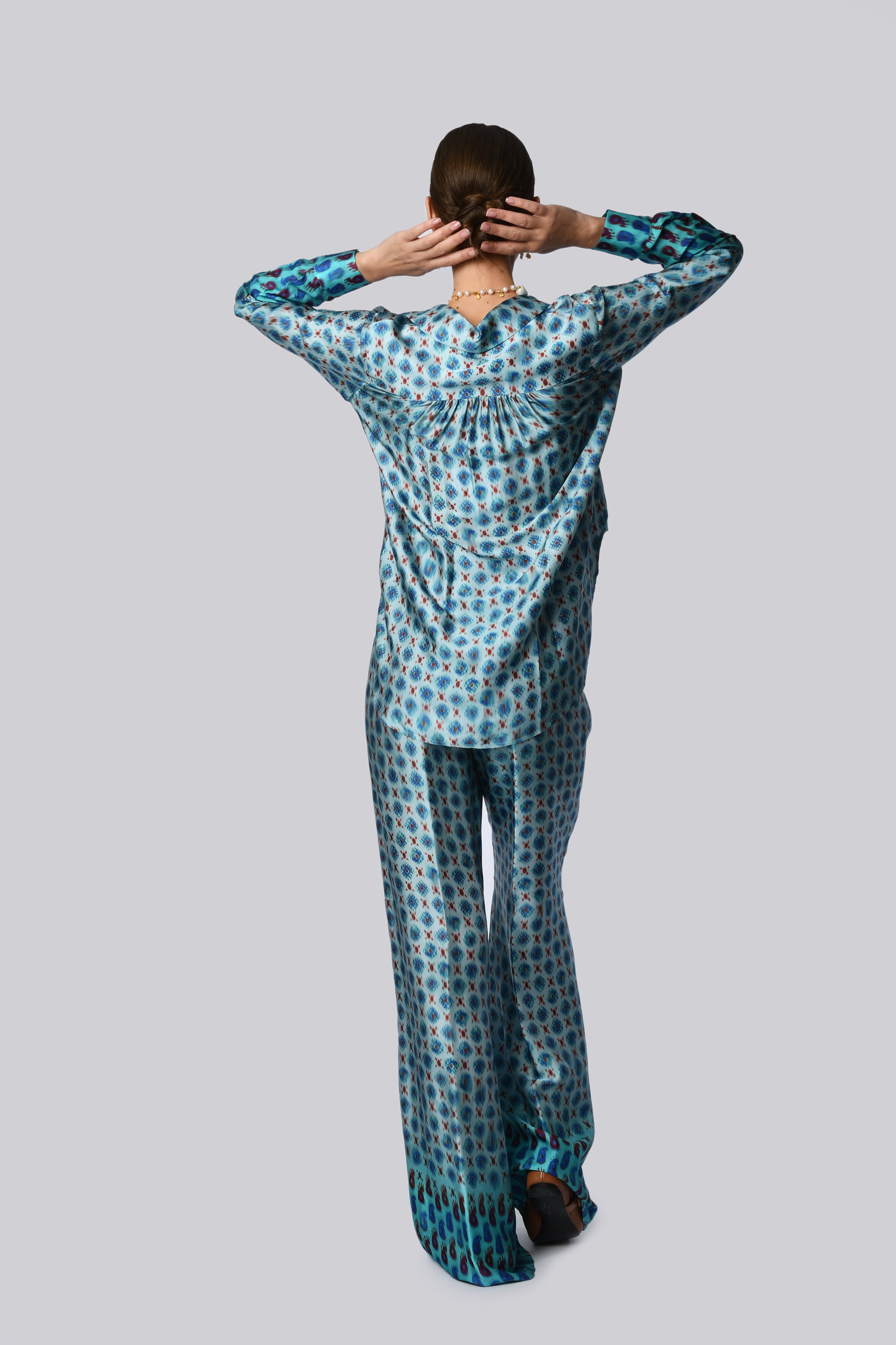 Vibrant Blue Patterned Trousers