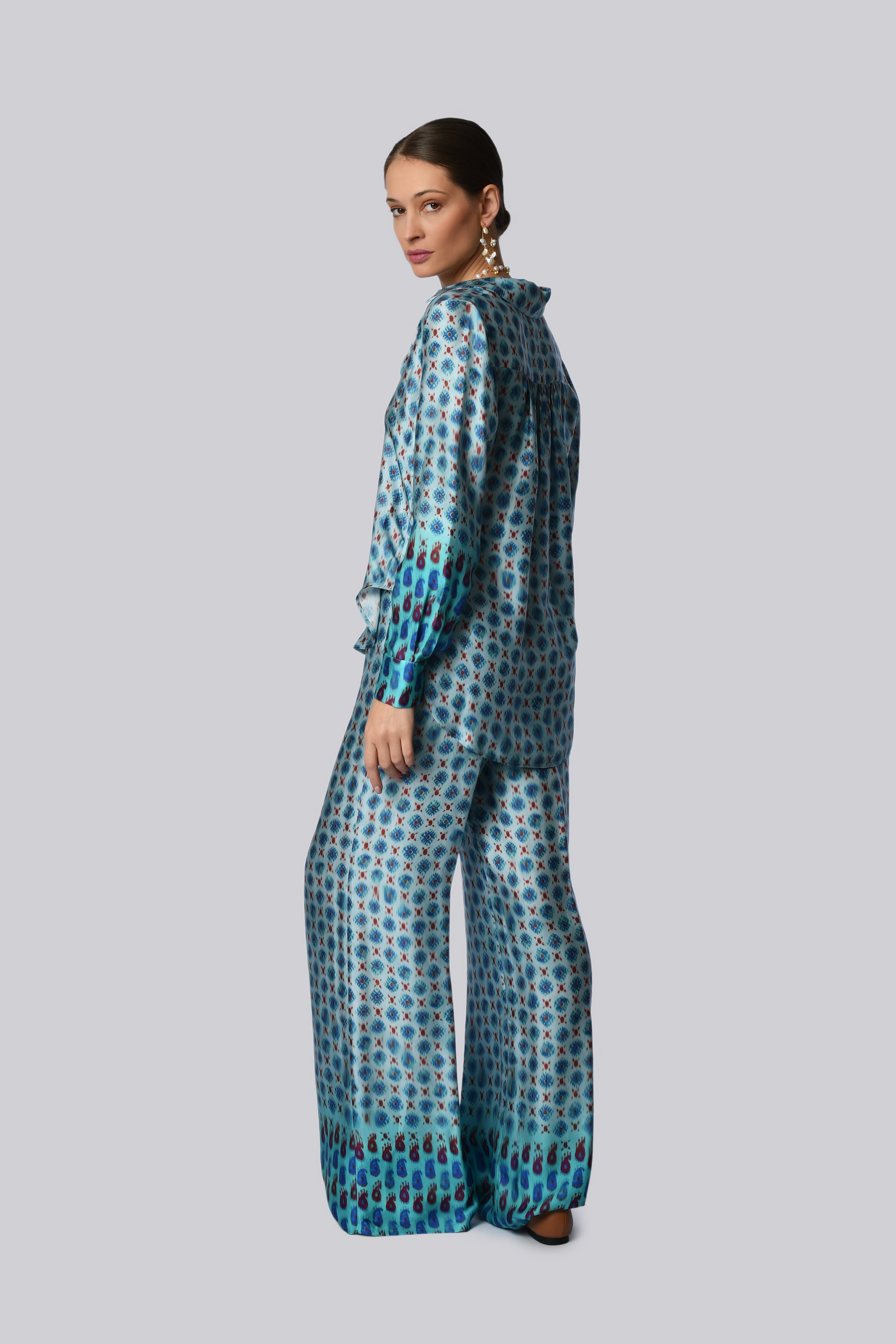 Vibrant Blue Patterned Trousers