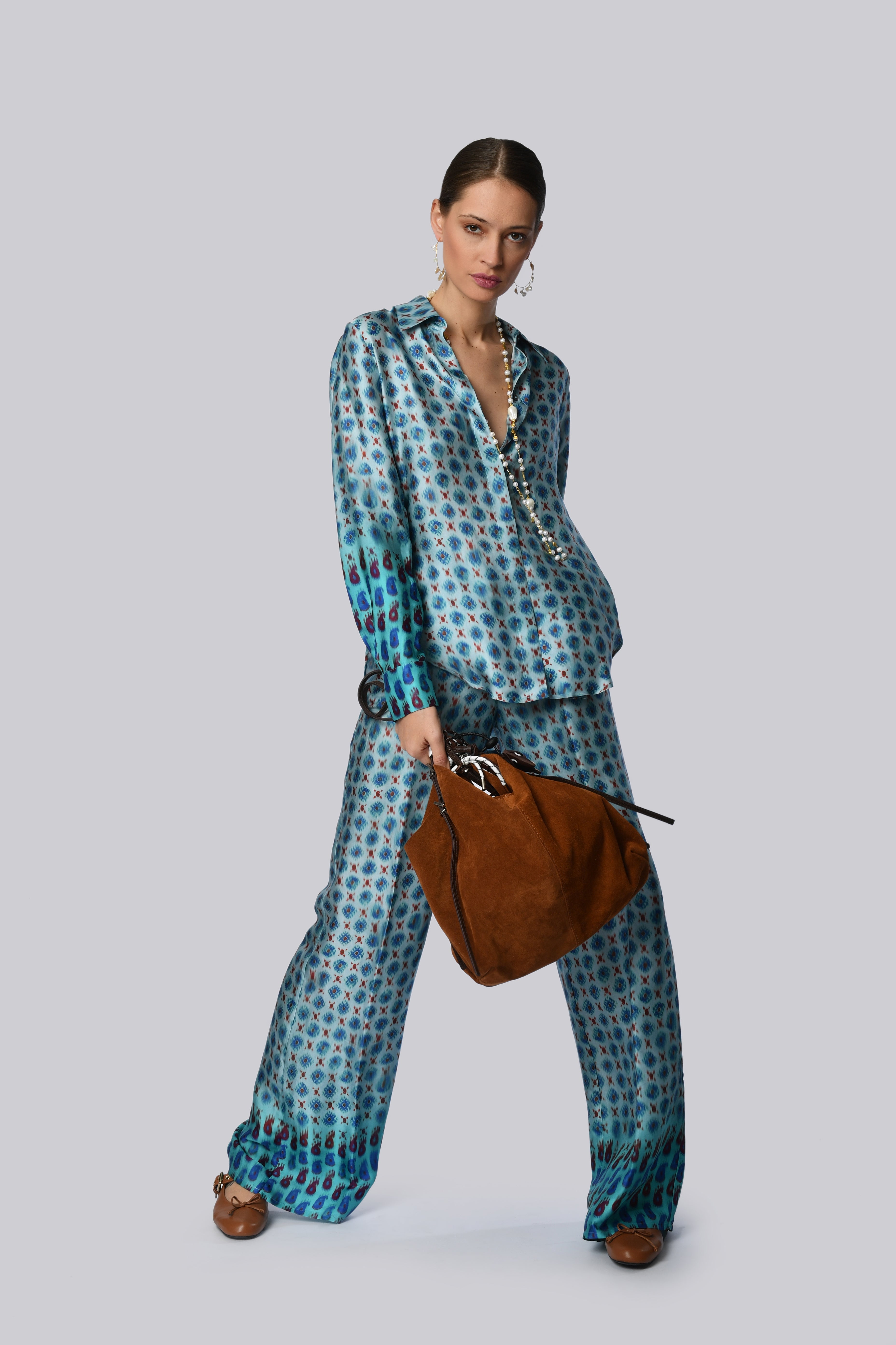 Vibrant Blue Patterned Trousers