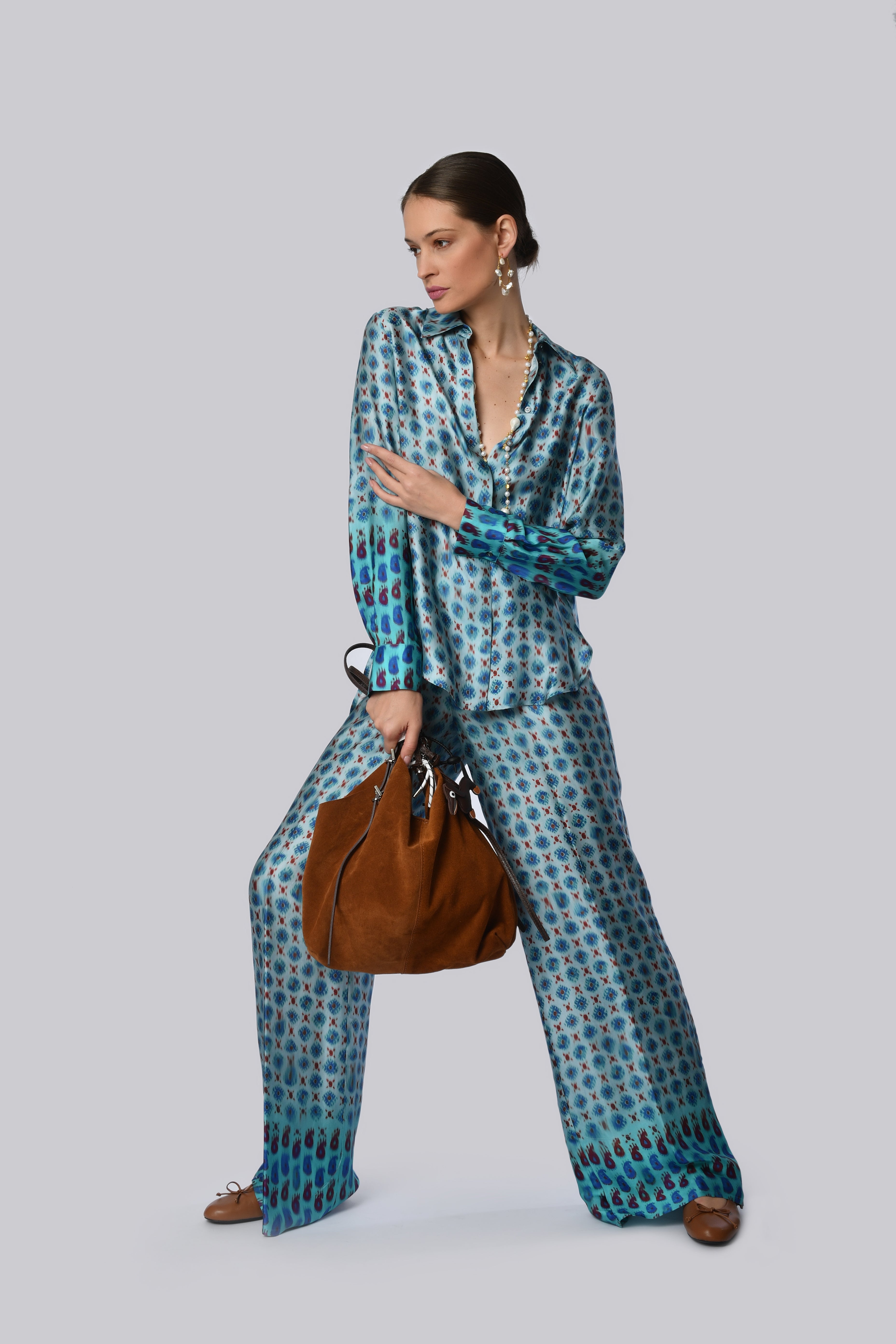 Vibrant Blue Patterned Trousers
