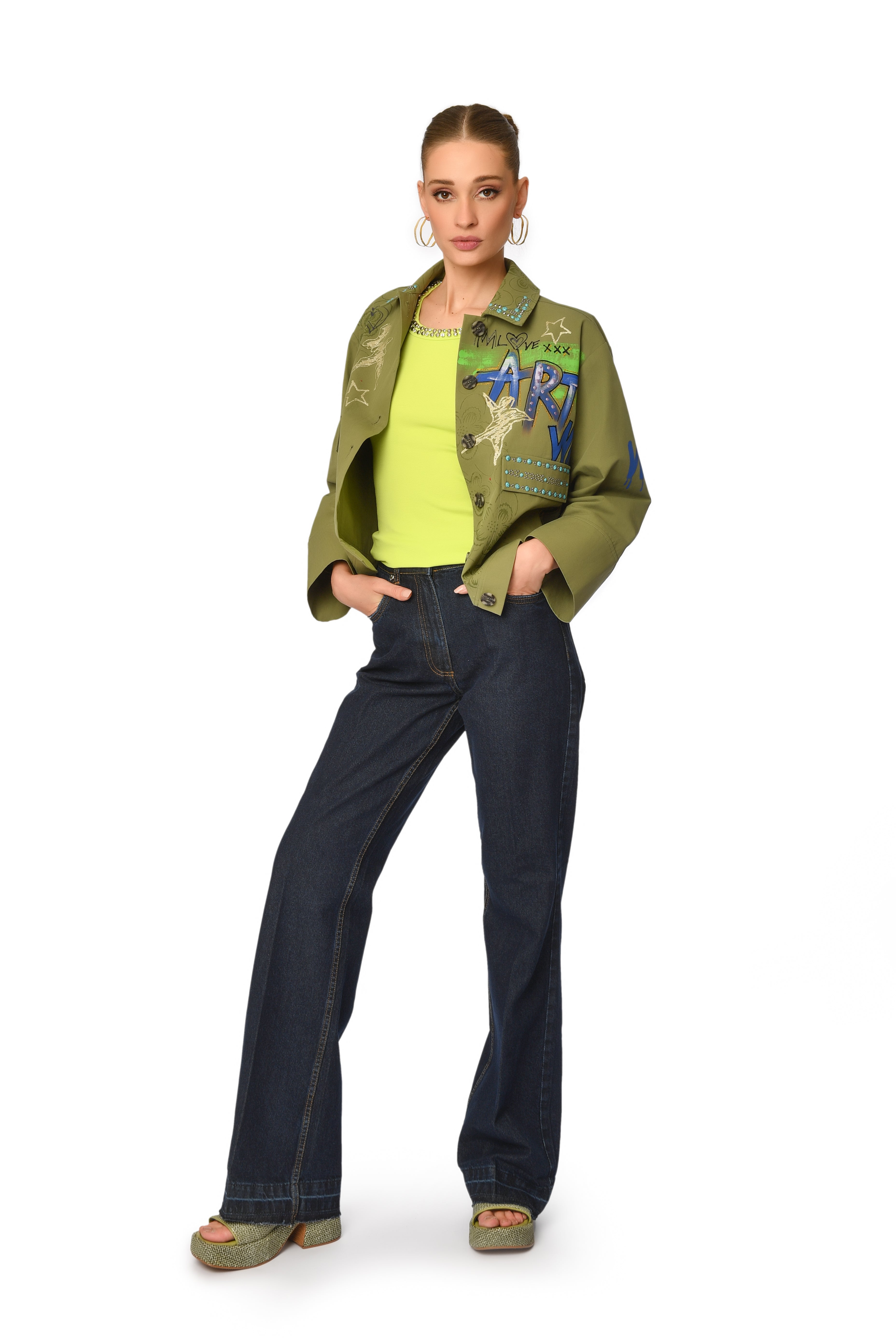 High-Waisted Flared Jeans