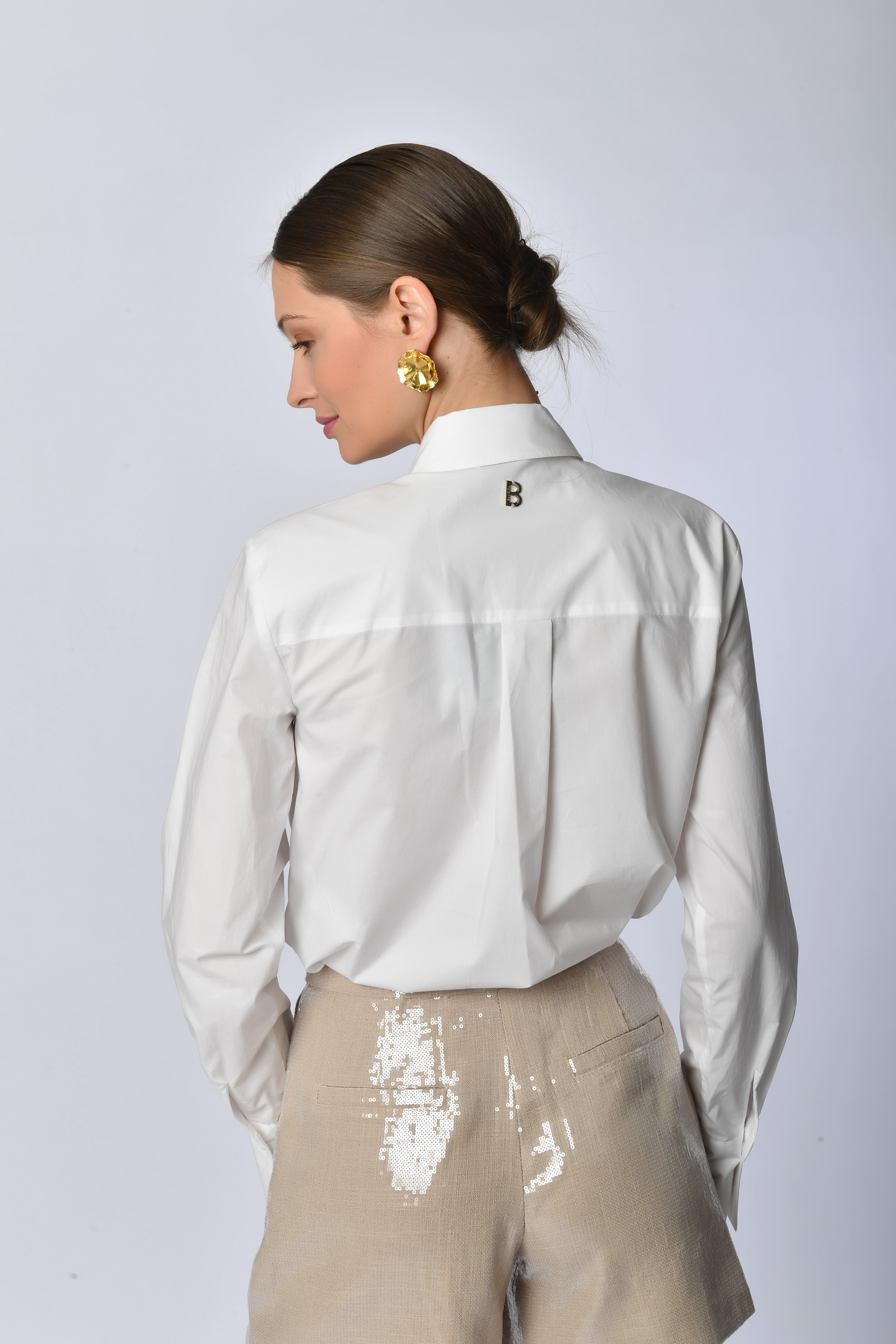 High-Waisted Champagne Shorts