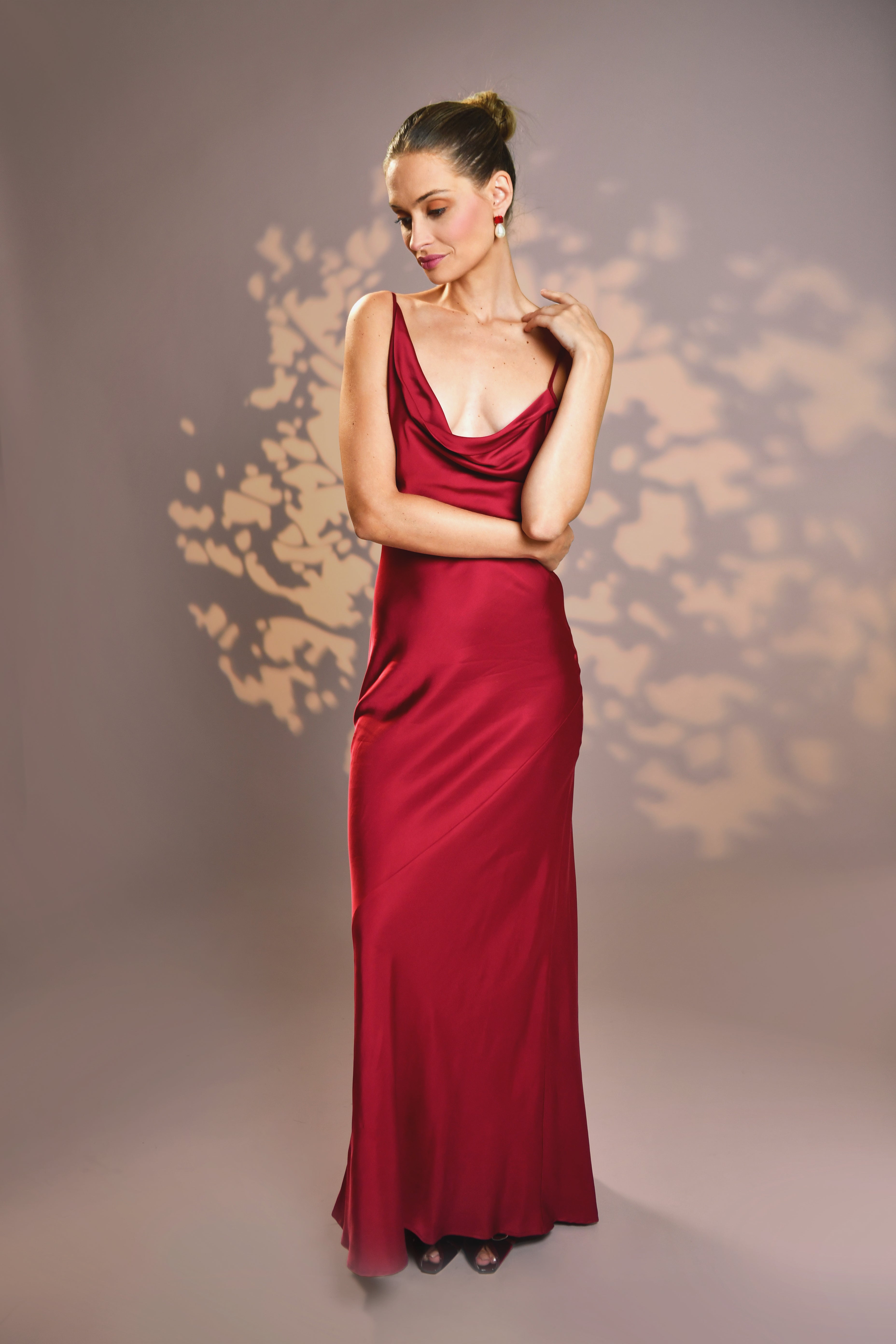 Deep V Red Column Dress