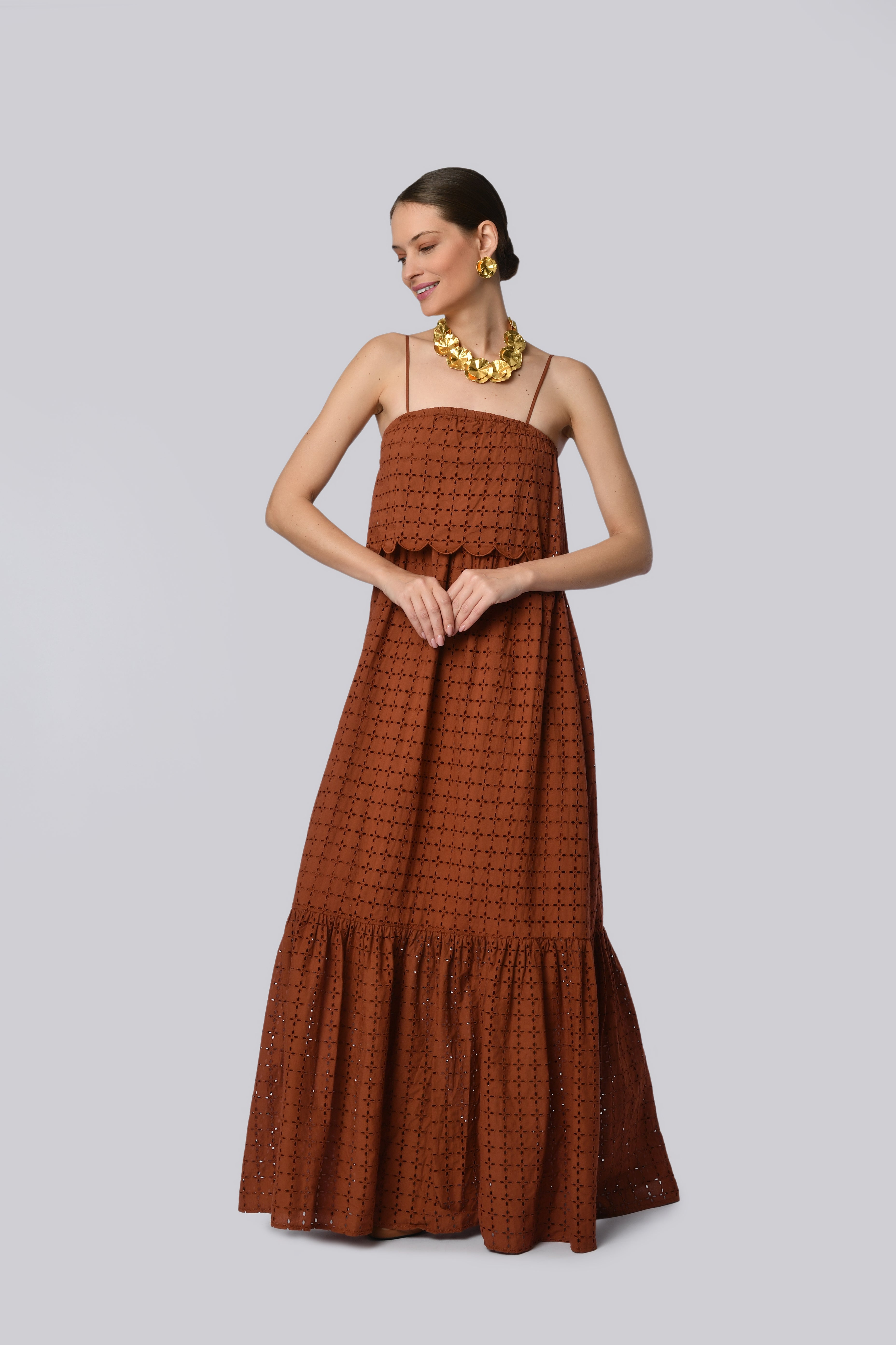 Olive Green Strapless Maxi Dress