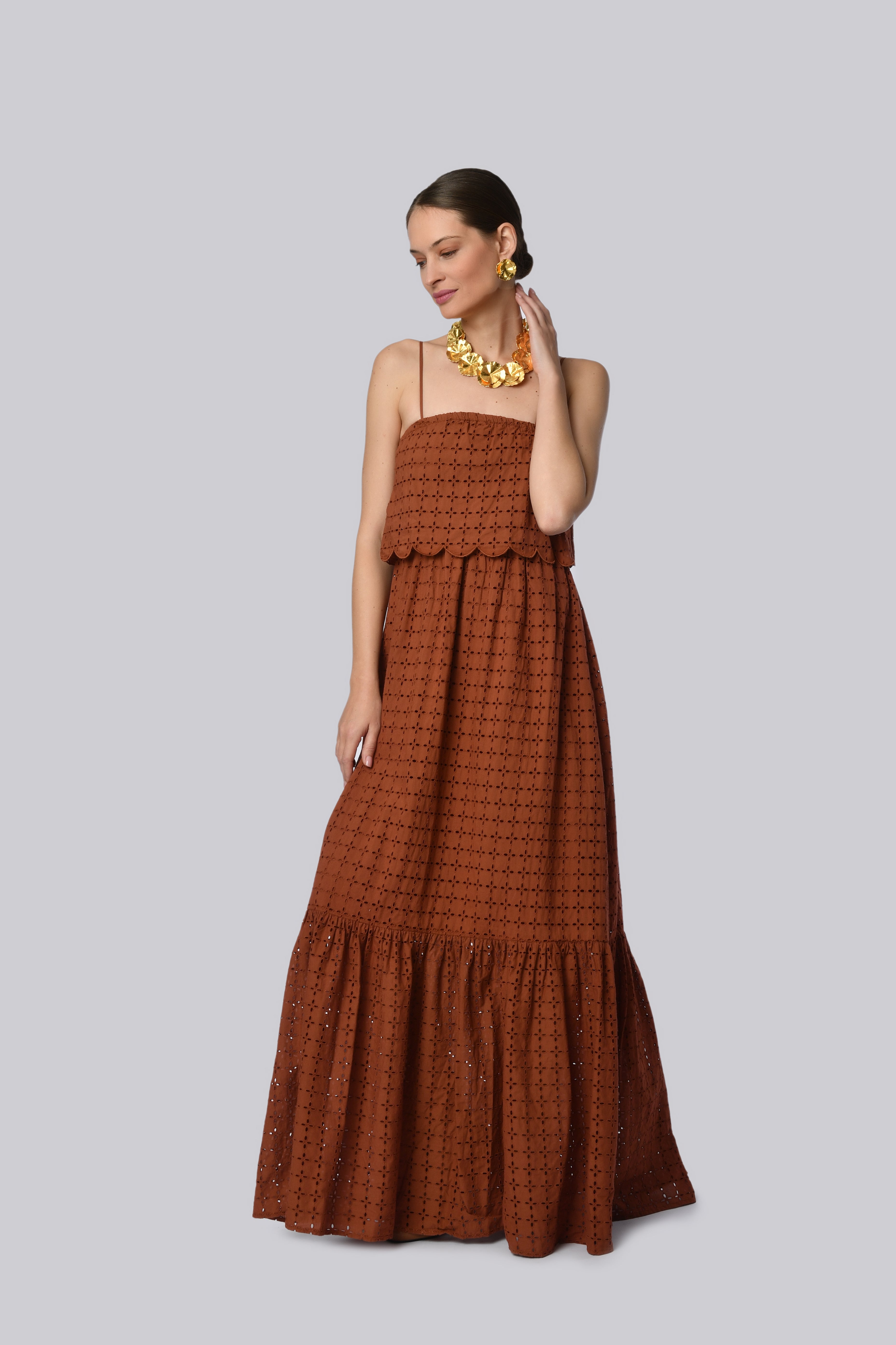 Olive Green Strapless Maxi Dress