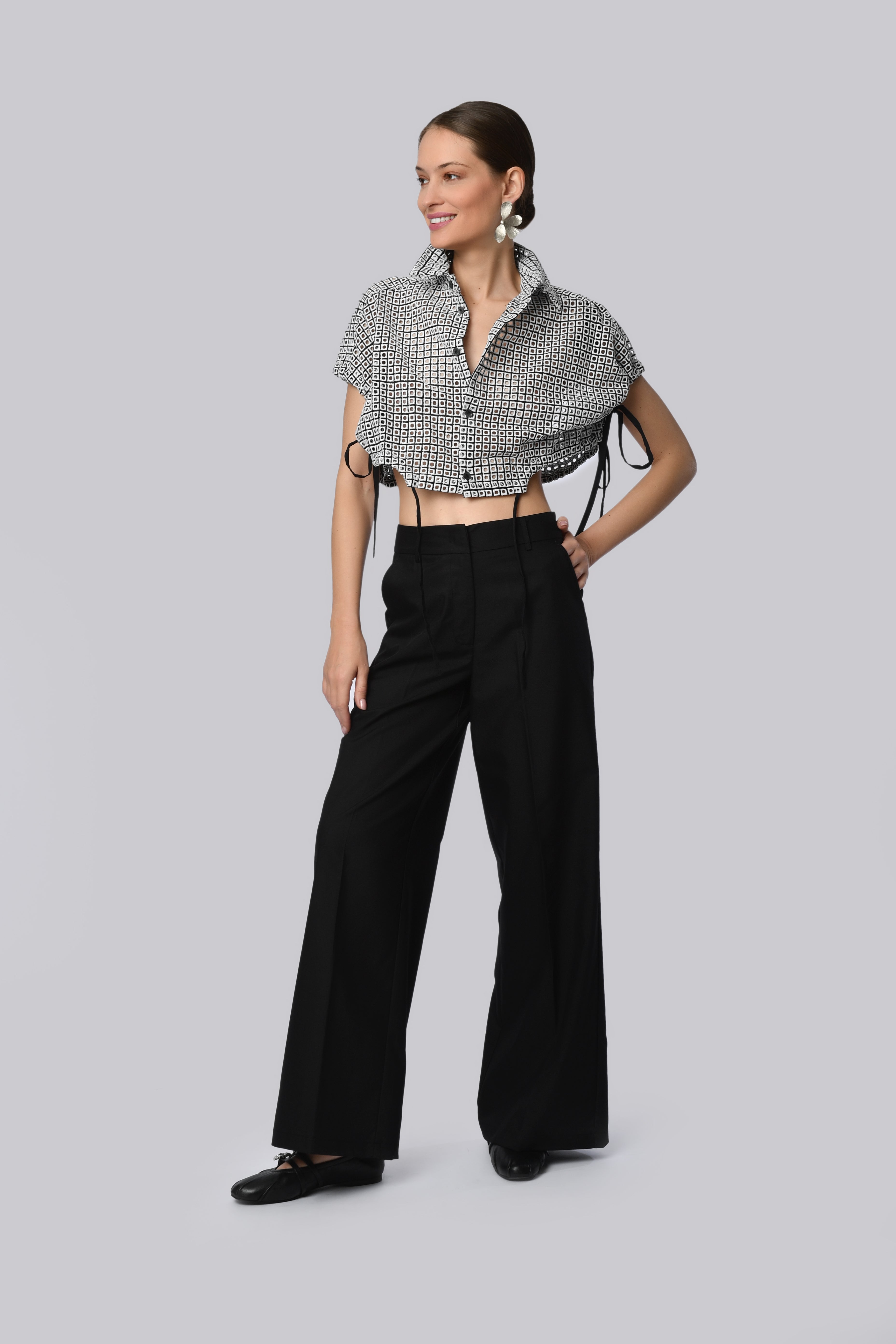 High-Waisted Wide-Leg Trousers