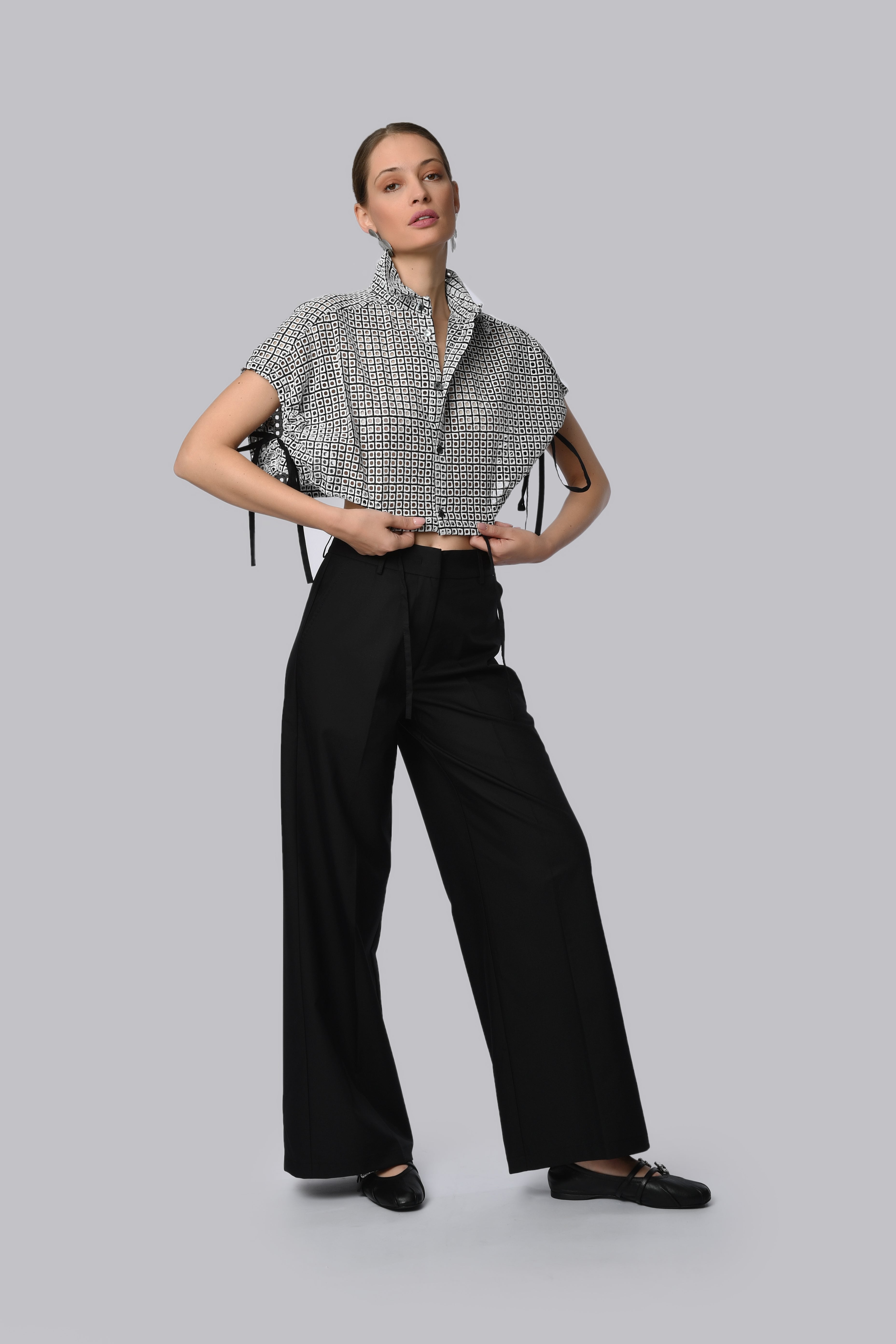 High-Waisted Wide-Leg Trousers