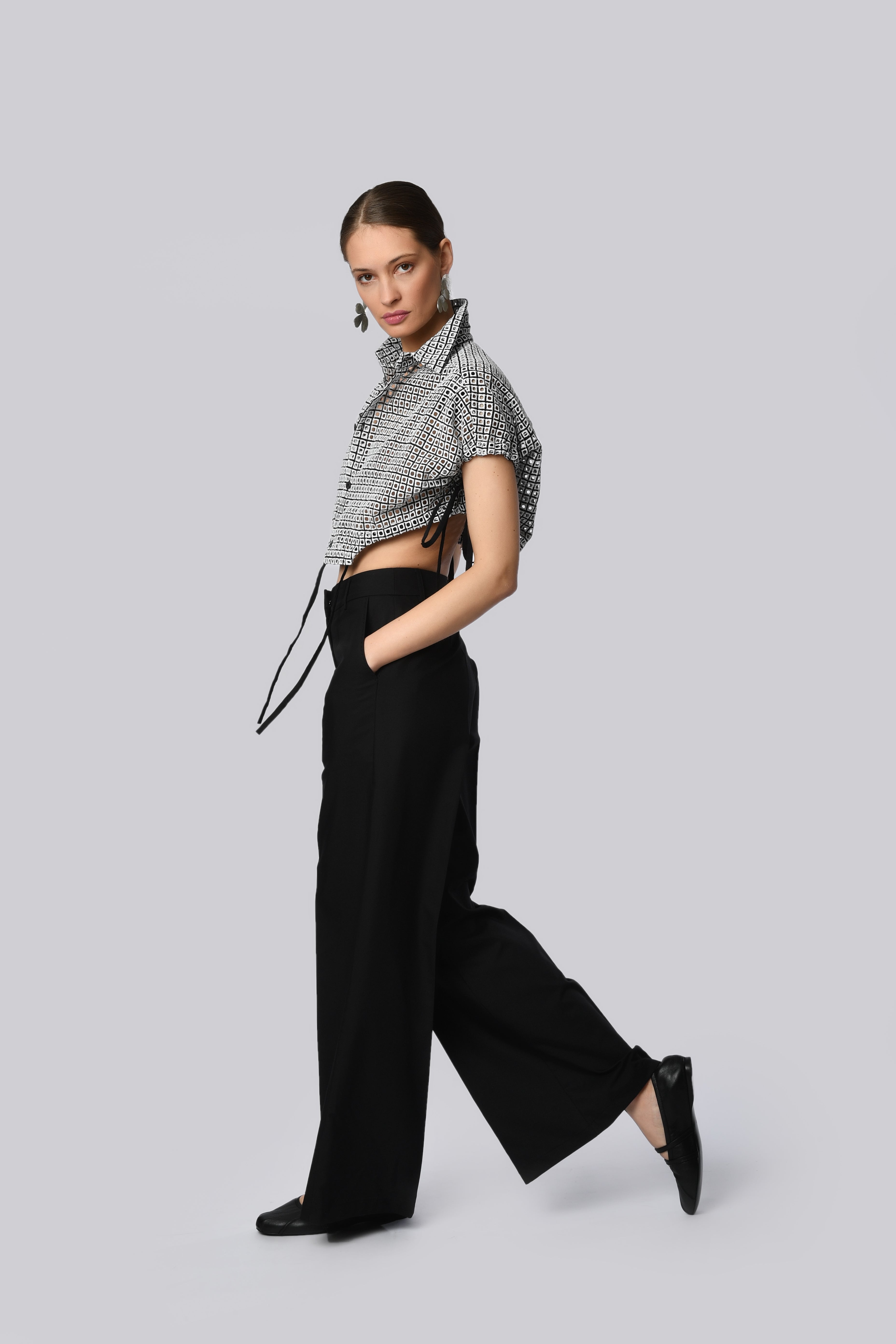 High-Waisted Wide-Leg Trousers
