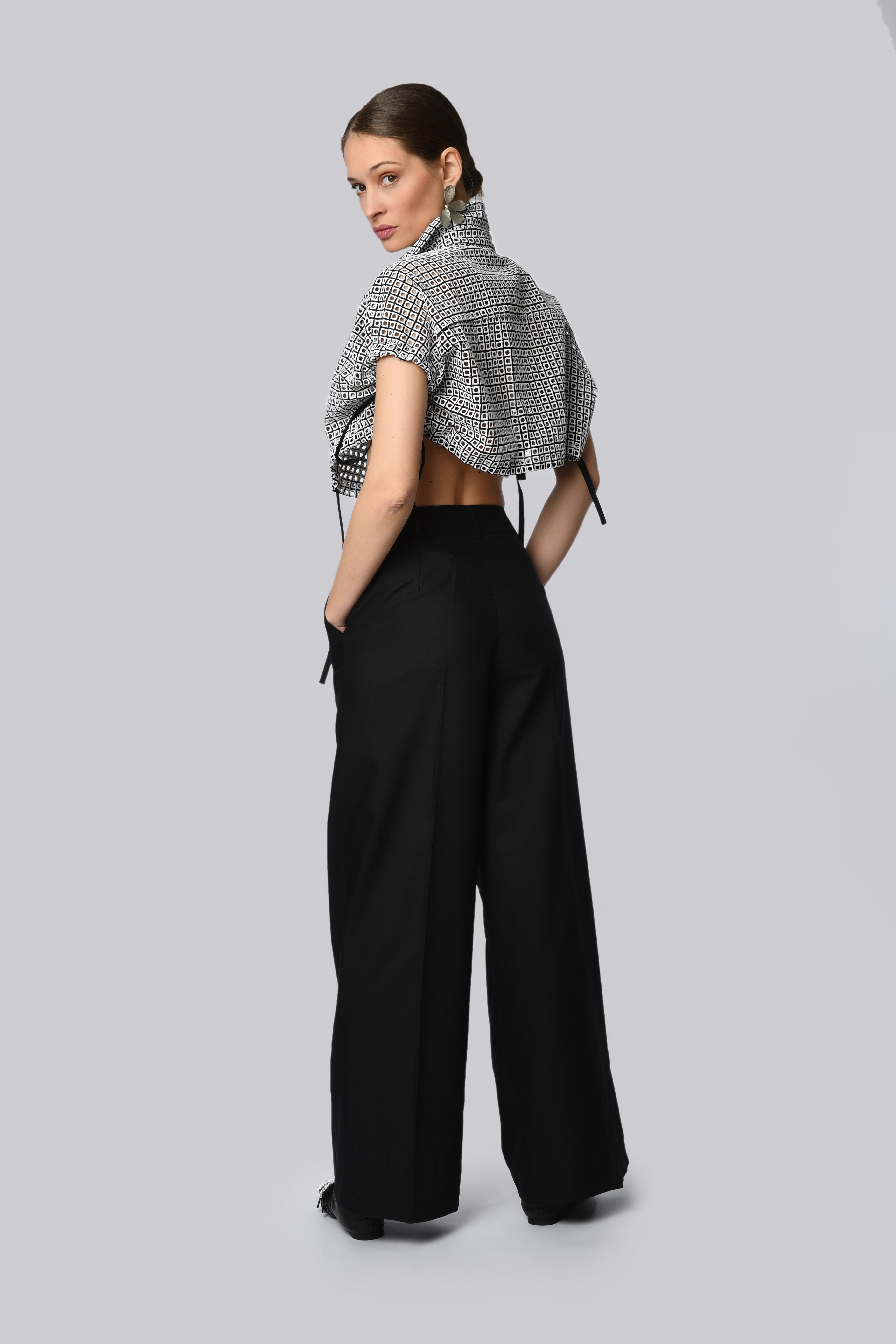 High-Waisted Wide-Leg Trousers