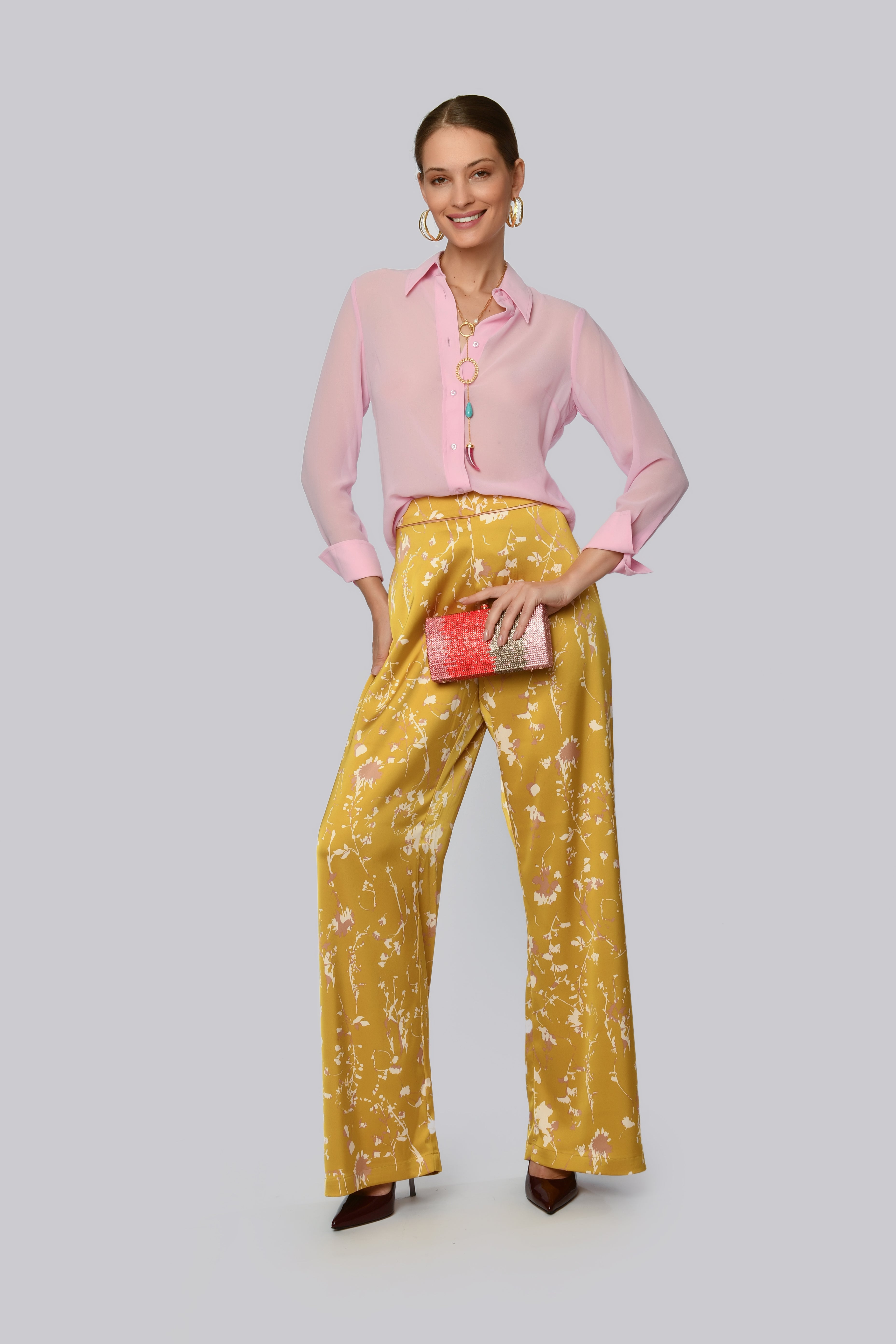 Sunny Bloom High-Waisted Trousers