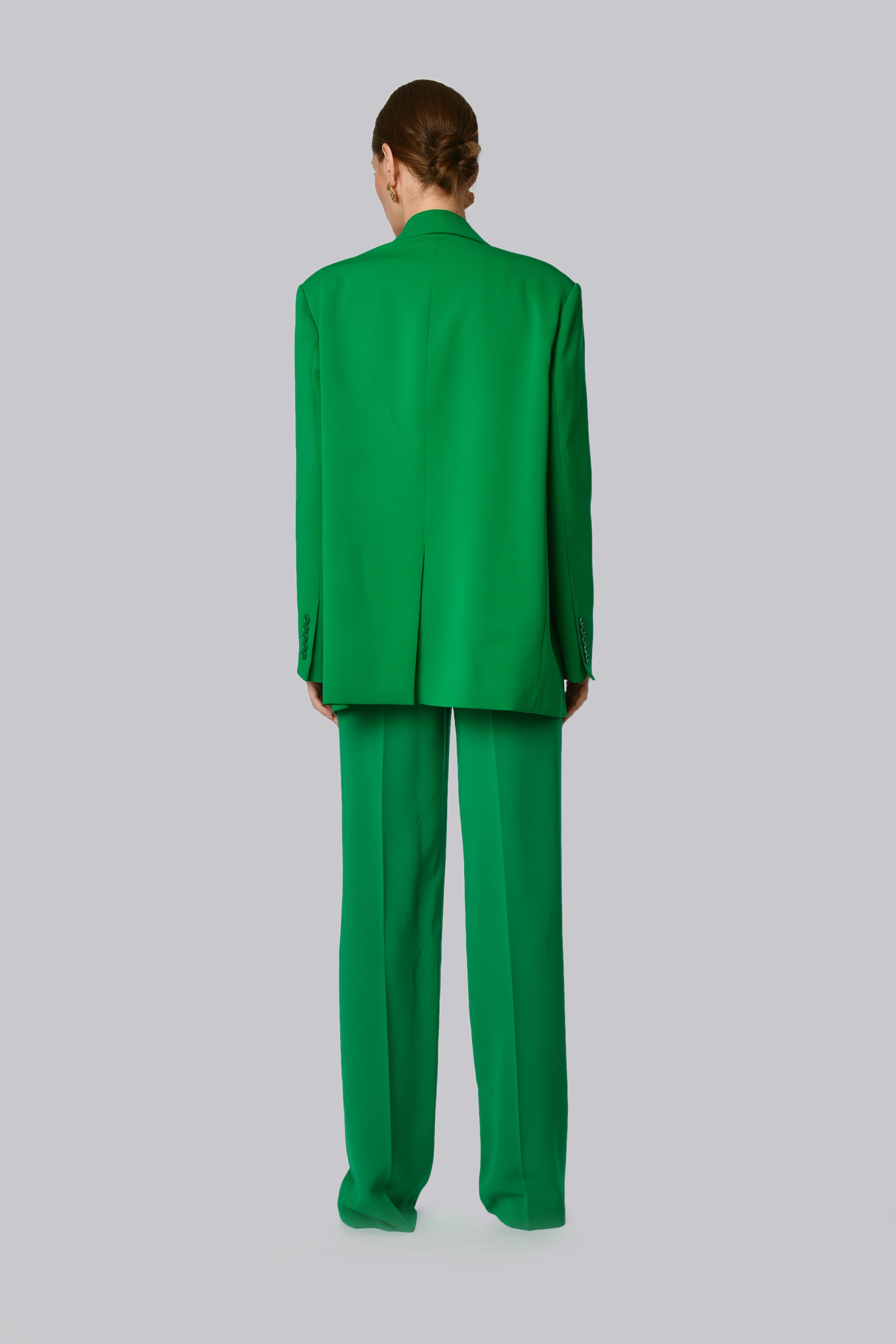 Emerald Green Wide-Leg Trousers