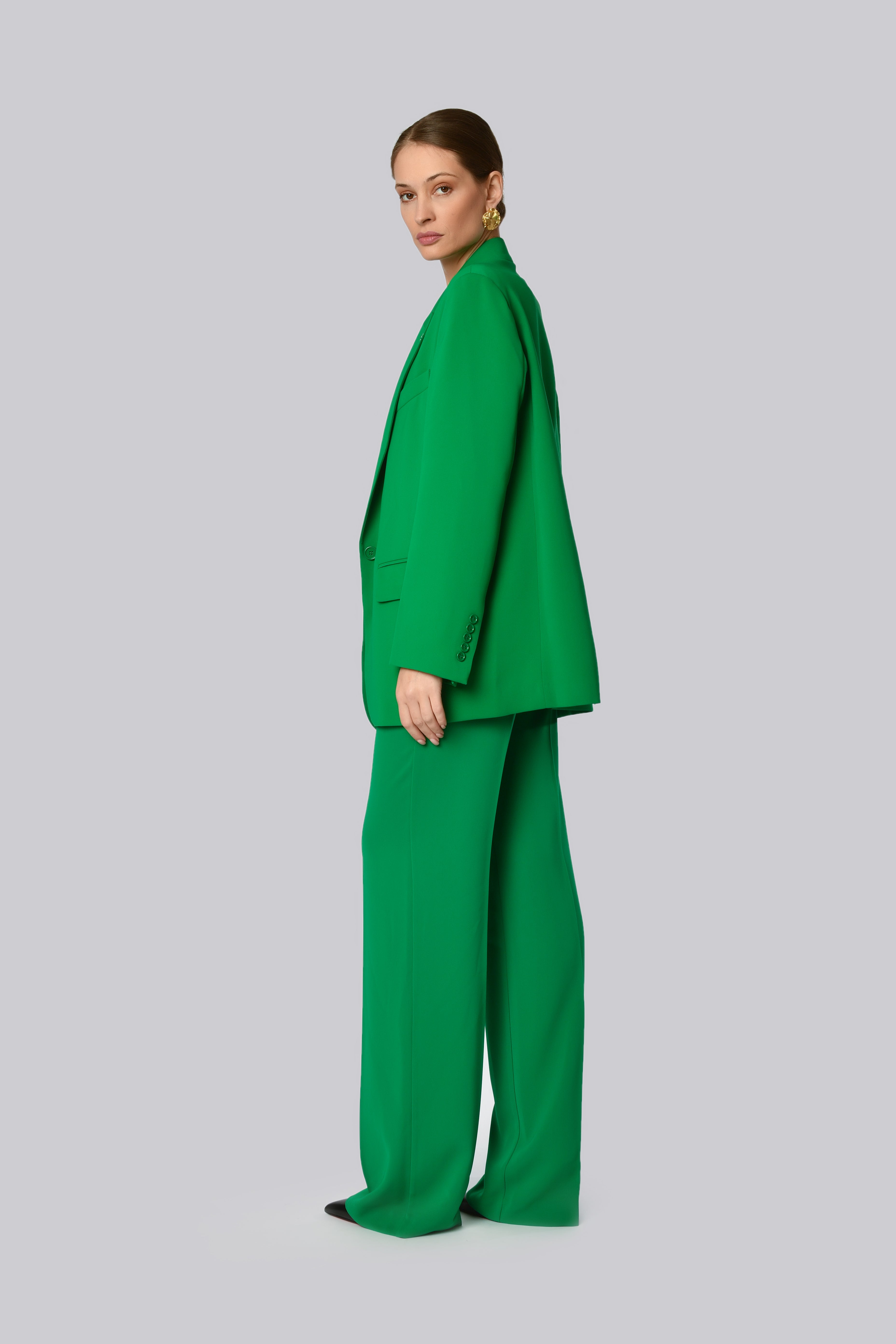 Emerald Green Wide-Leg Trousers