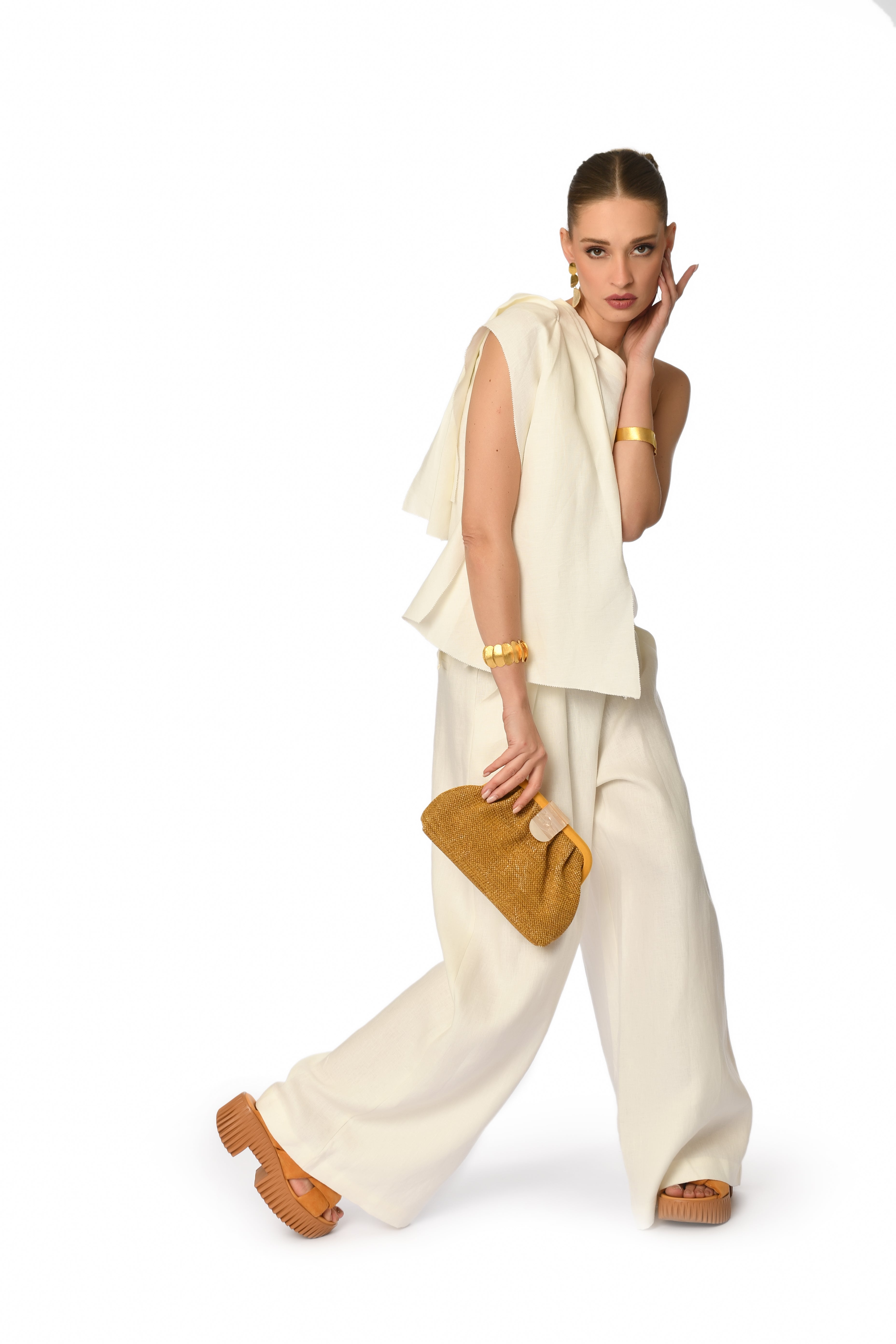 Ivory Cascade One-Shoulder Top