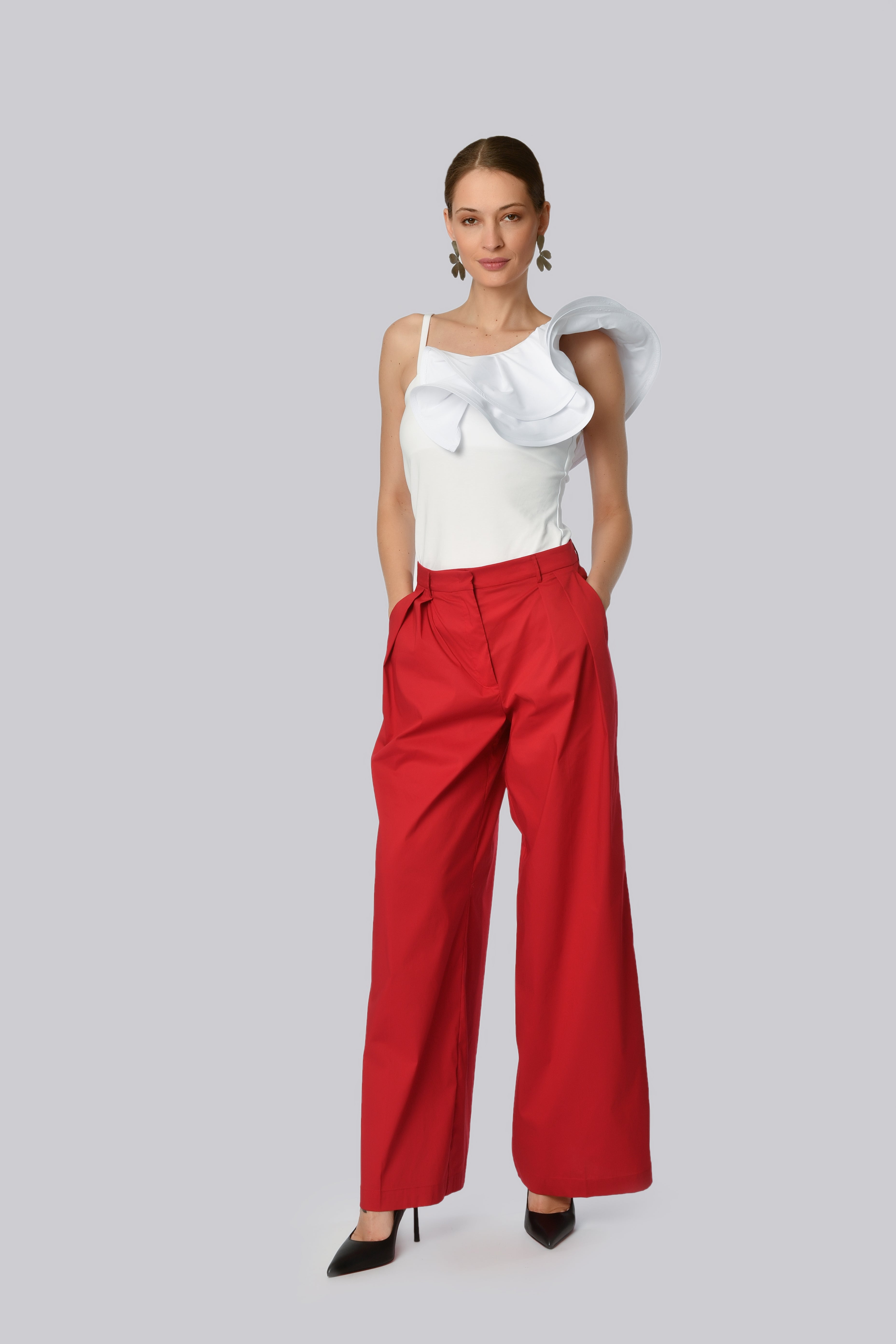 High-Waisted Wide-Leg Trousers