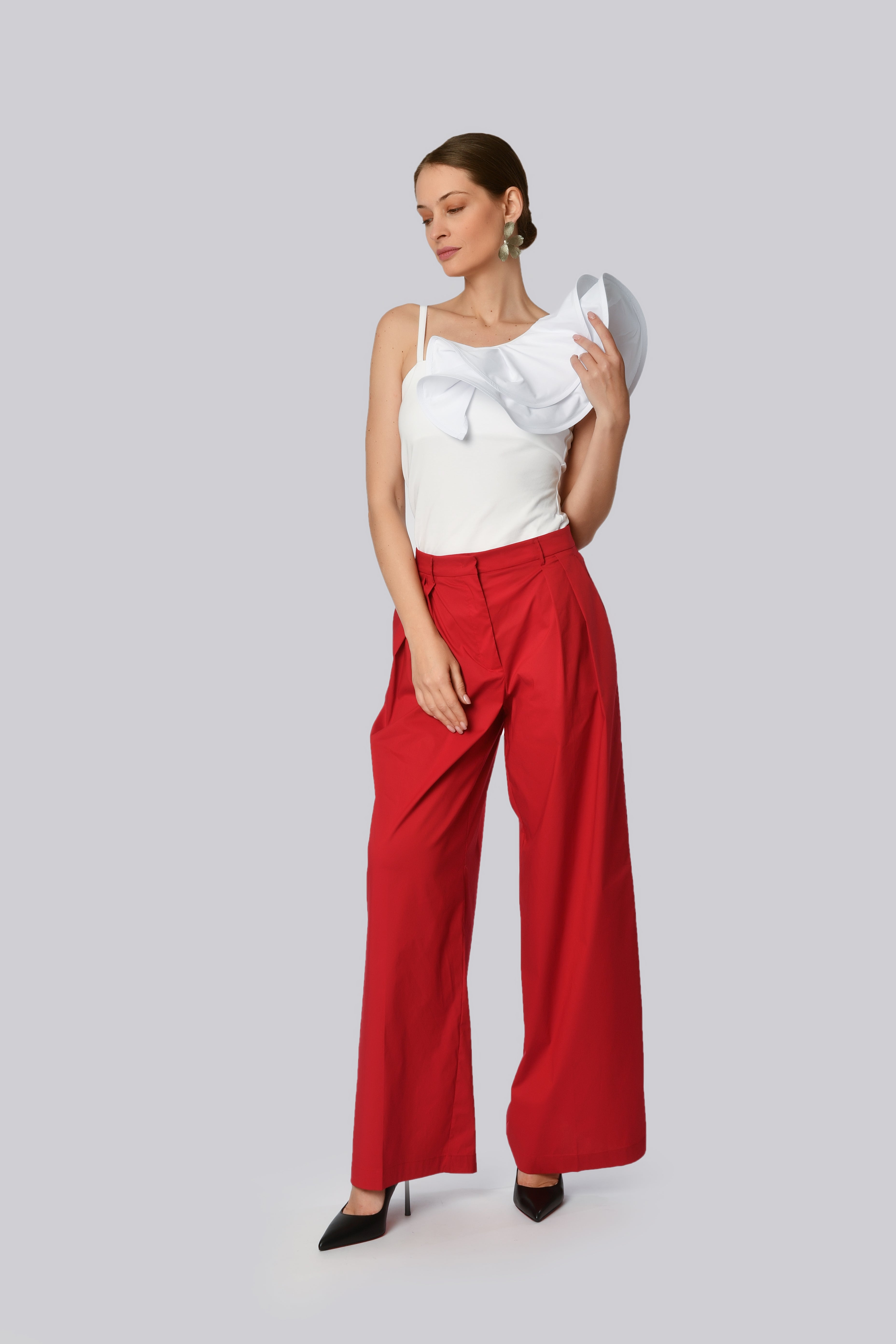 High-Waisted Wide-Leg Trousers