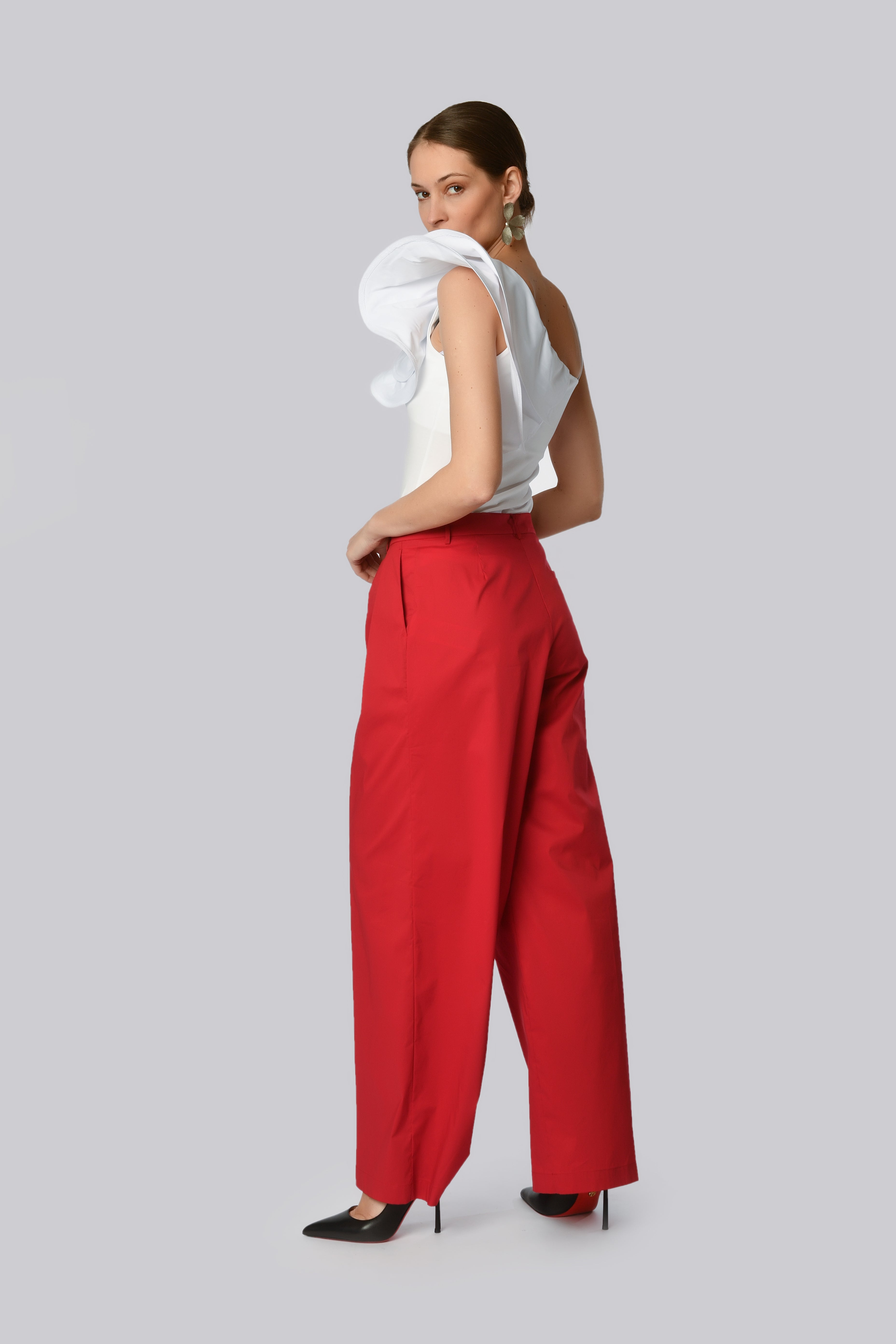 High-Waisted Wide-Leg Trousers