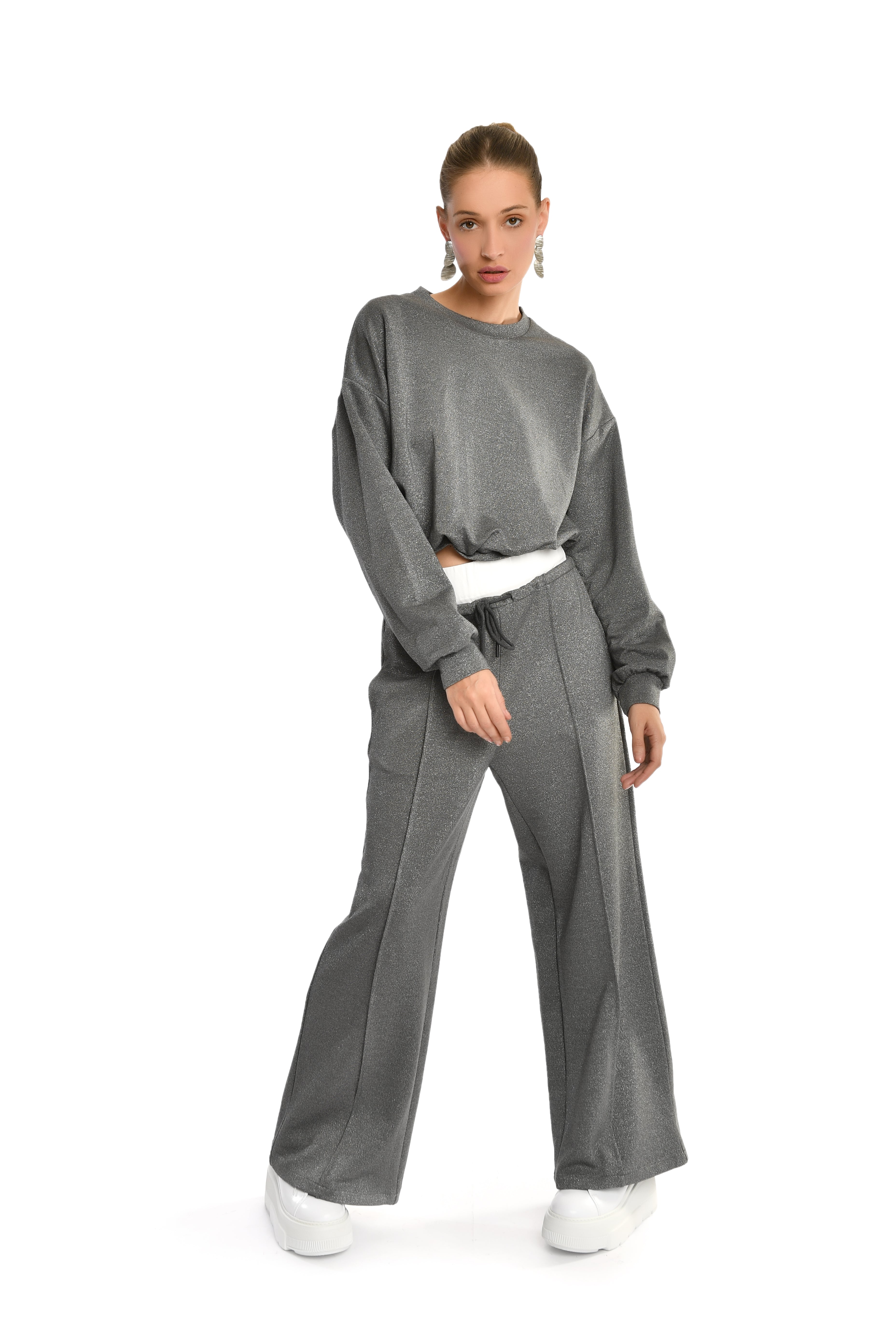 Grey Textured Trousers