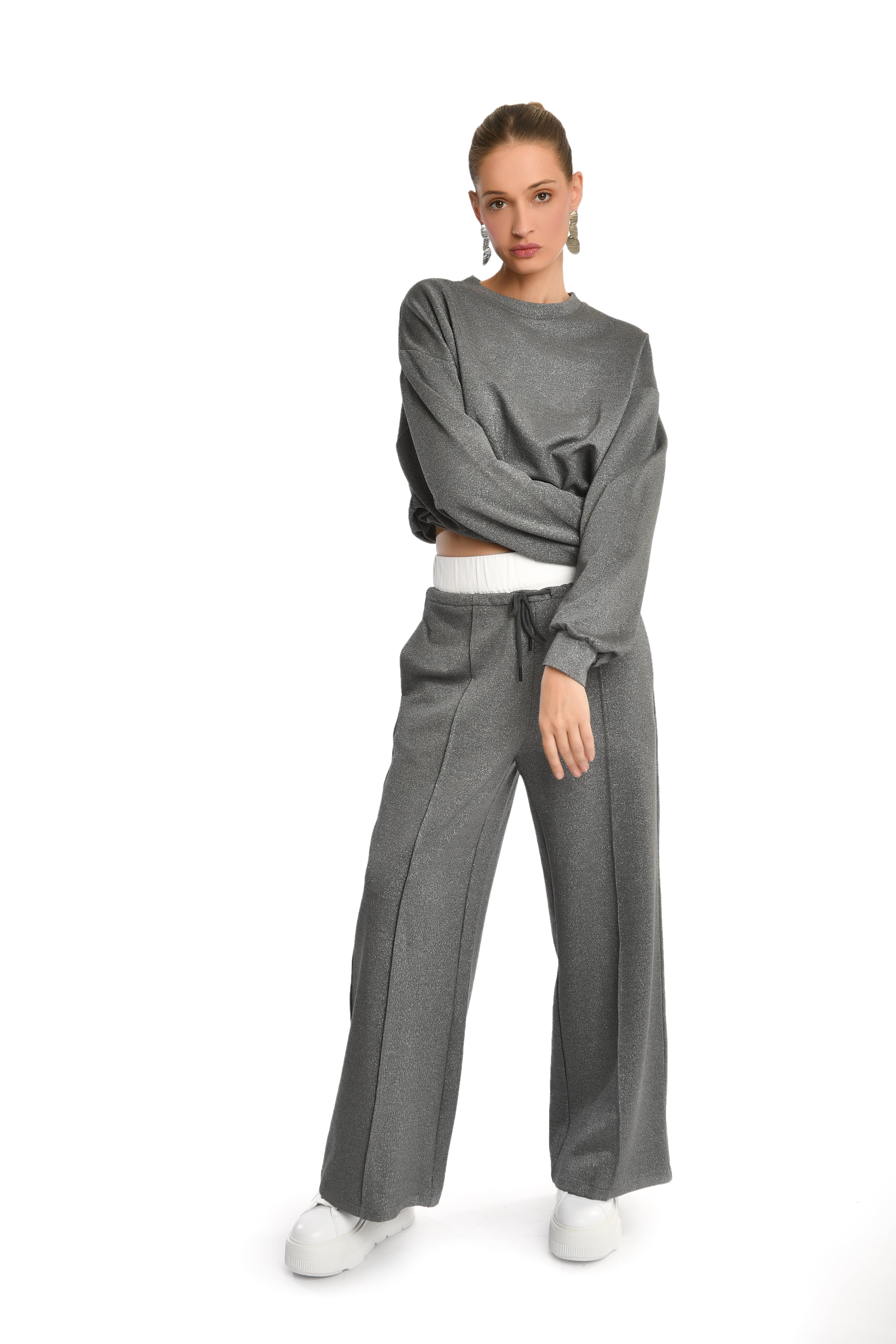 Grey Textured Trousers