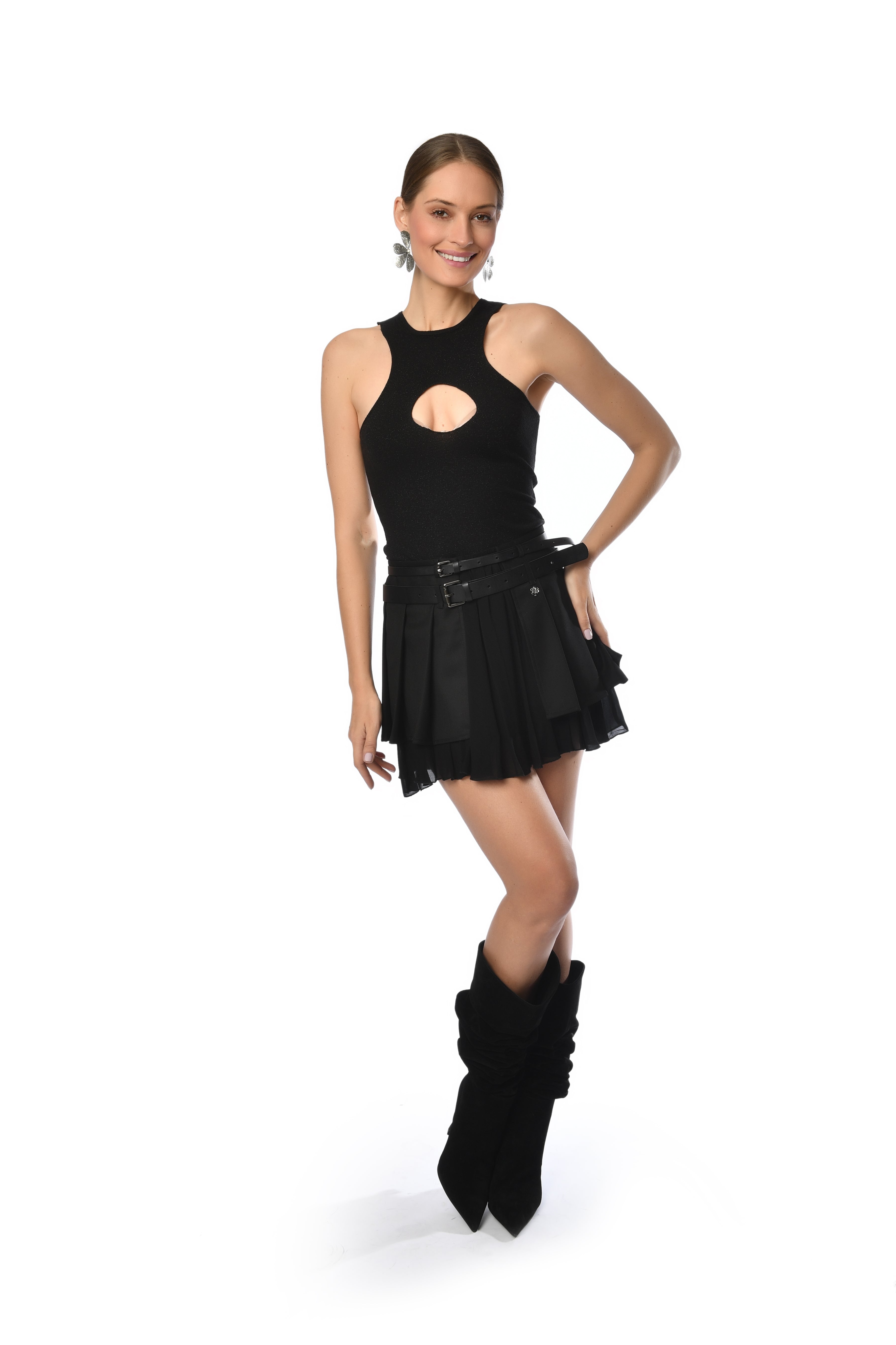 Short Pleated Black Skirt